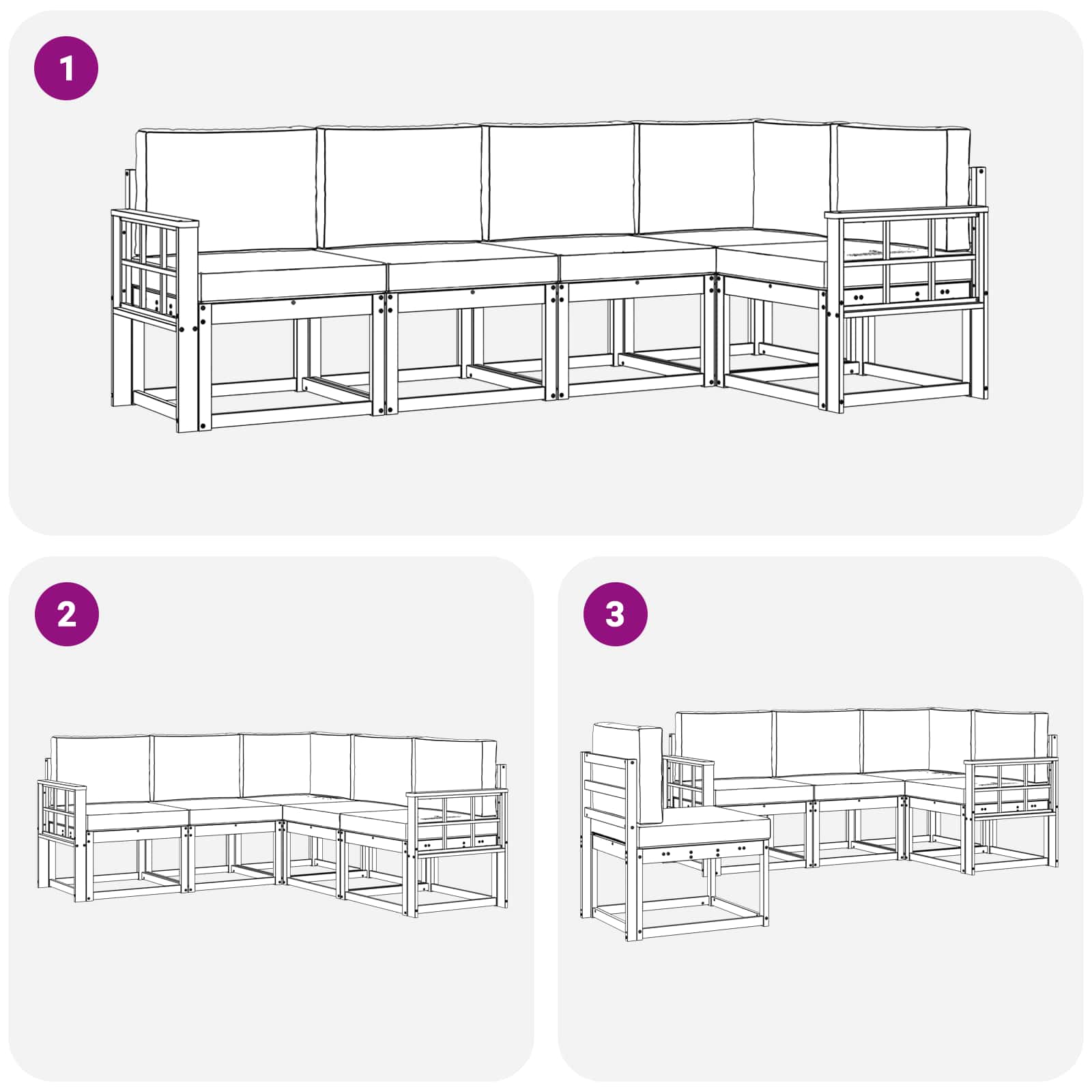 Set vanjskih sofa s jastukom 5 pcs Bijela i bež