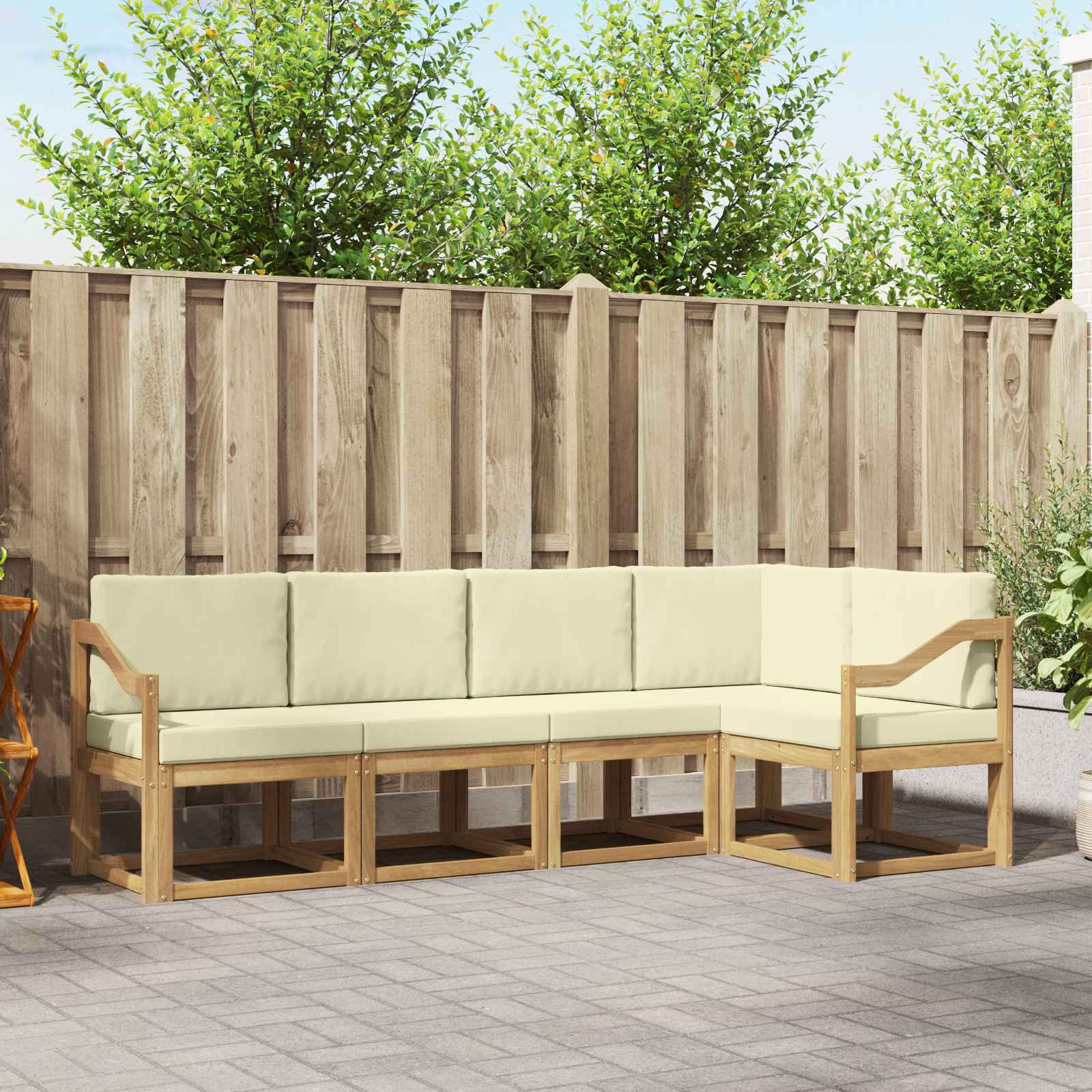 Set vanjskih sofa s jastukom 5 pcs Bijela i krem
