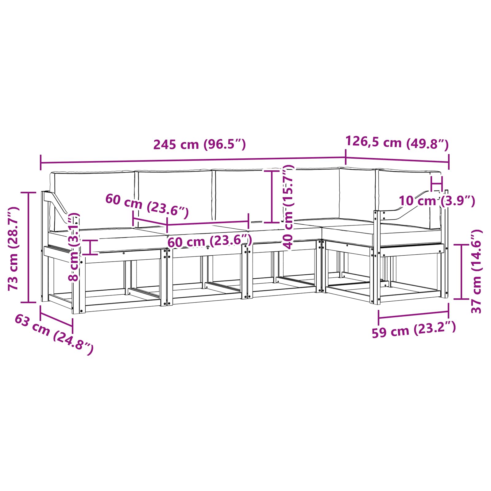 Set vanjskih sofa s jastukom 5 pcs Bijela i antracit