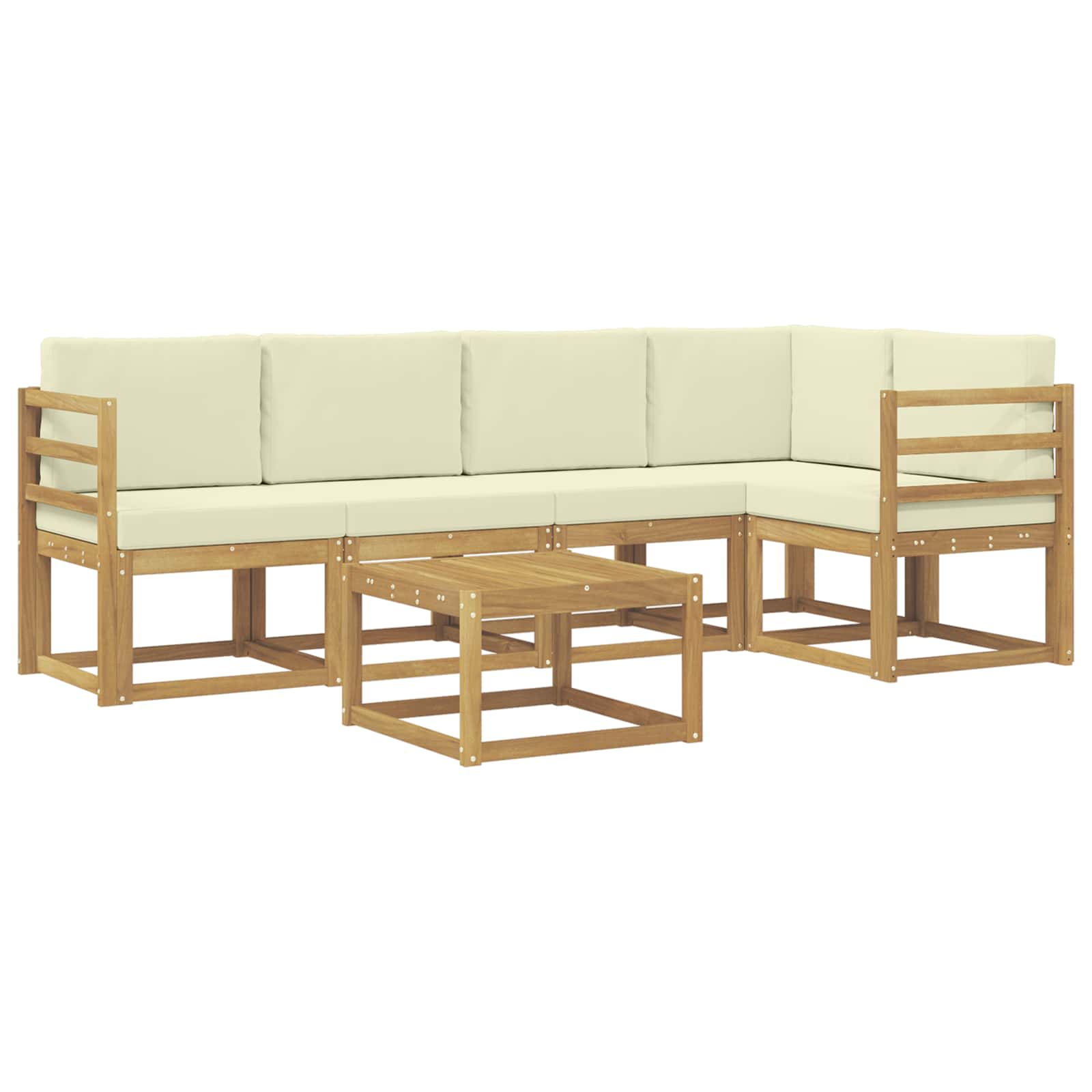 Set vanjskih sofa 6 pcs Bijela i krem Čvrsto drvo akacije