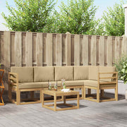 Set vanjskih sofa 6 pcs Bijela i bež Čvrsto drvo akacije