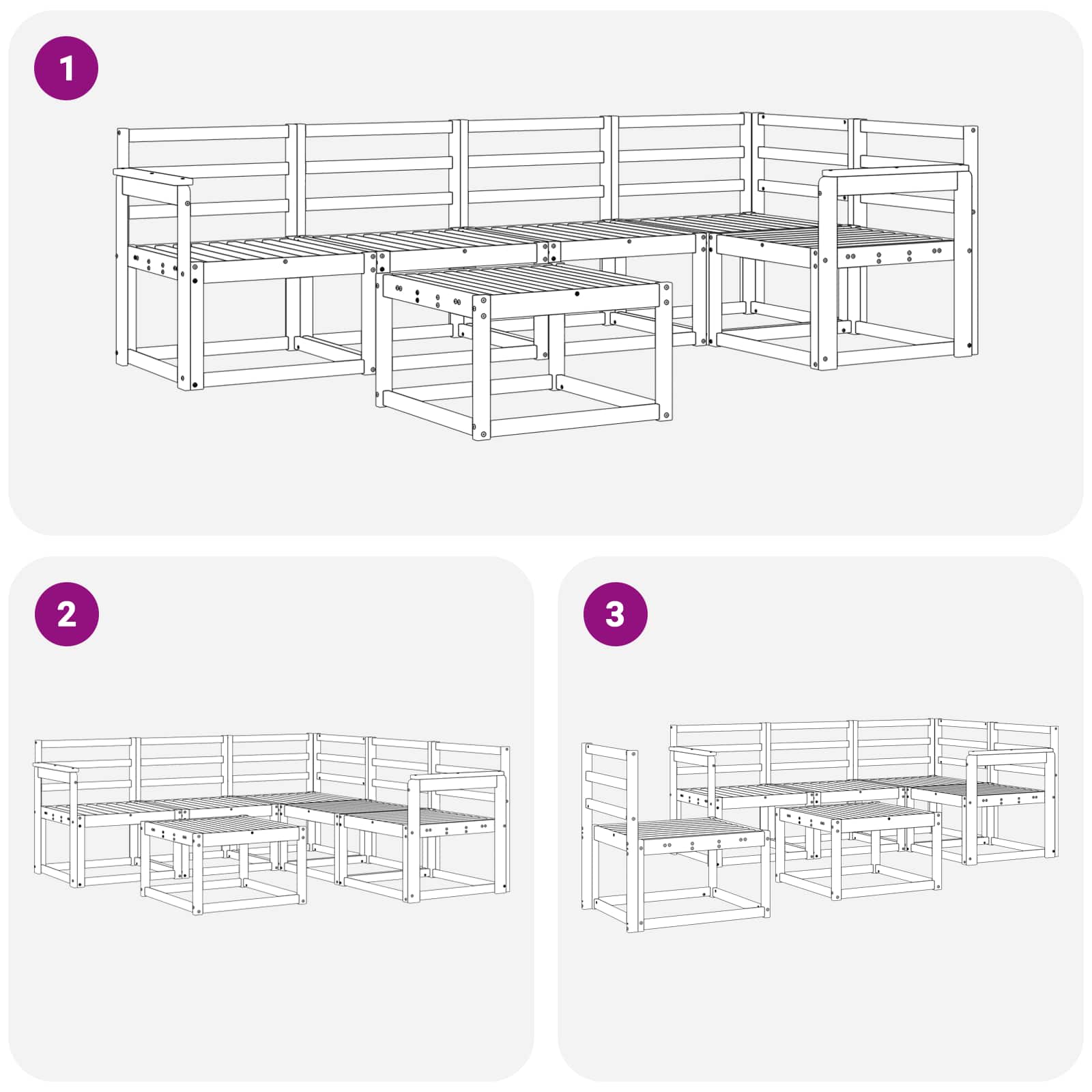Set vanjskih sofa 6 pcs Bijela Čvrsto drvo akacije