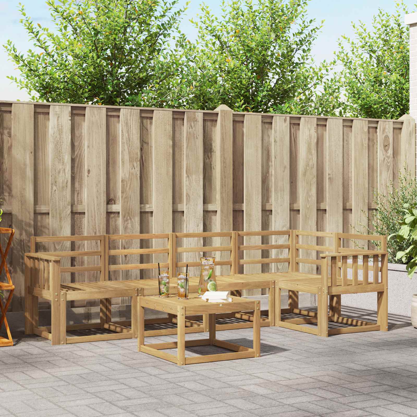 Set vanjskih sofa 6 pcs Bijela Čvrsto drvo akacije