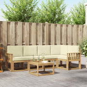 Set vanjskih sofa 6 kom. Bijela i krem Čvrsto drvo akacije