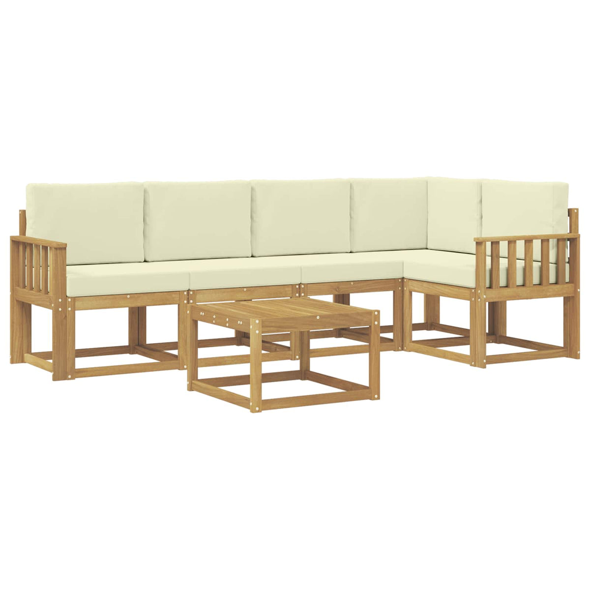 Set vanjskih sofa 6 kom. Bijela i krem Čvrsto drvo akacije