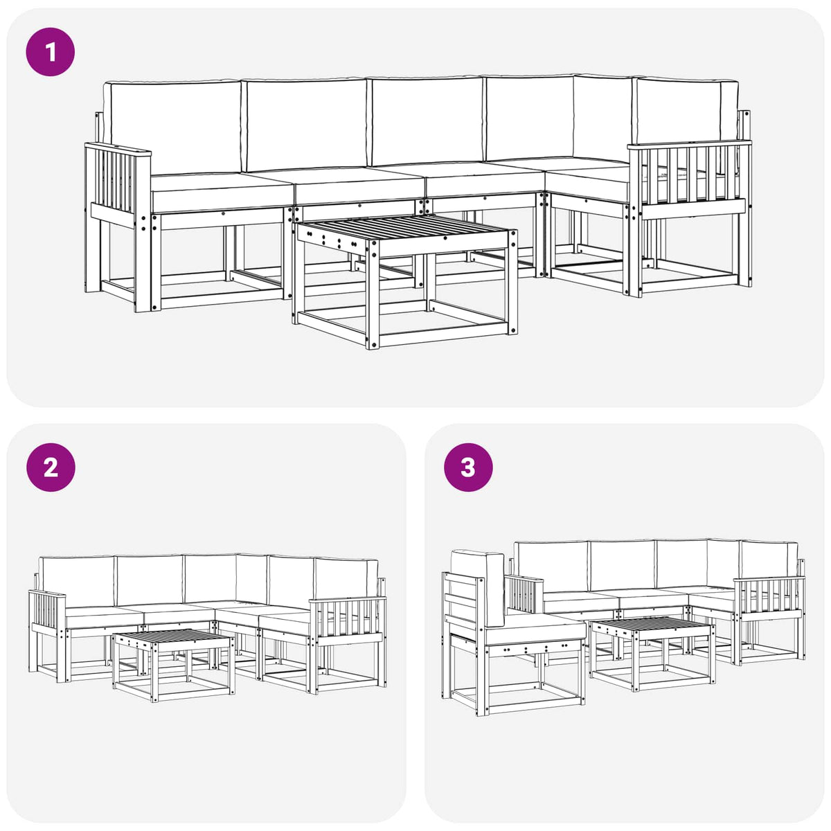 Set vanjskih sofa 6 kom. Bijela i krem Čvrsto drvo akacije