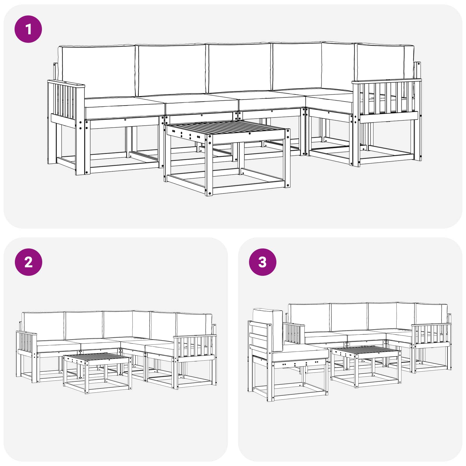 Set vanjskih sofa 6 pcs Bijela i bež Čvrsto drvo akacije