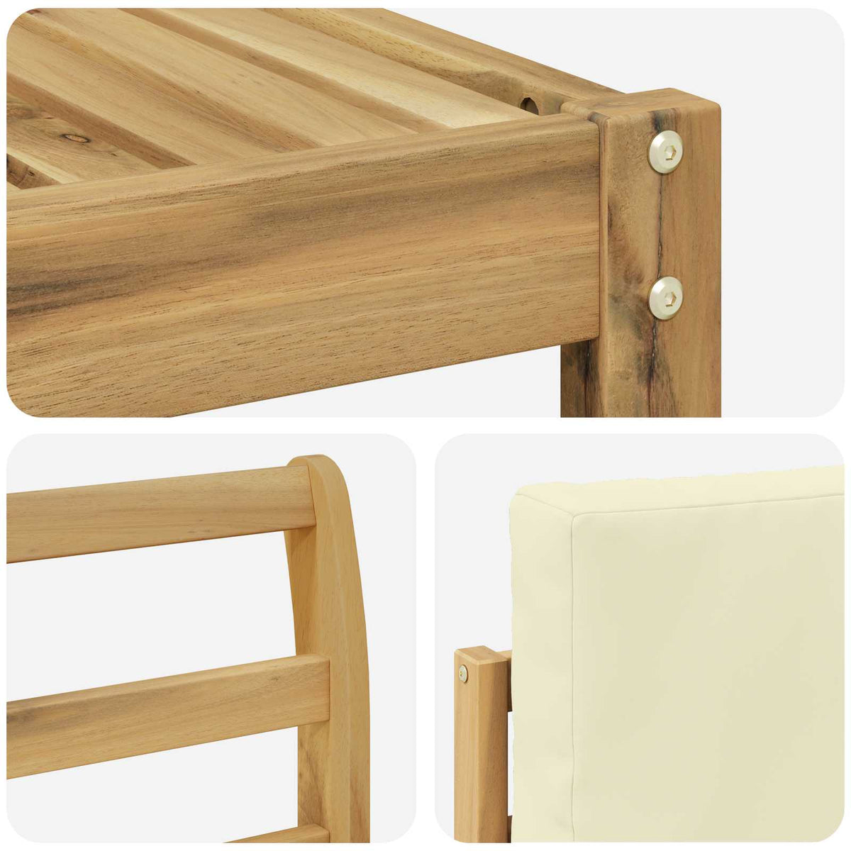 Set vanjskih sofa 6 kom. Bijela i krem Čvrsto drvo akacije