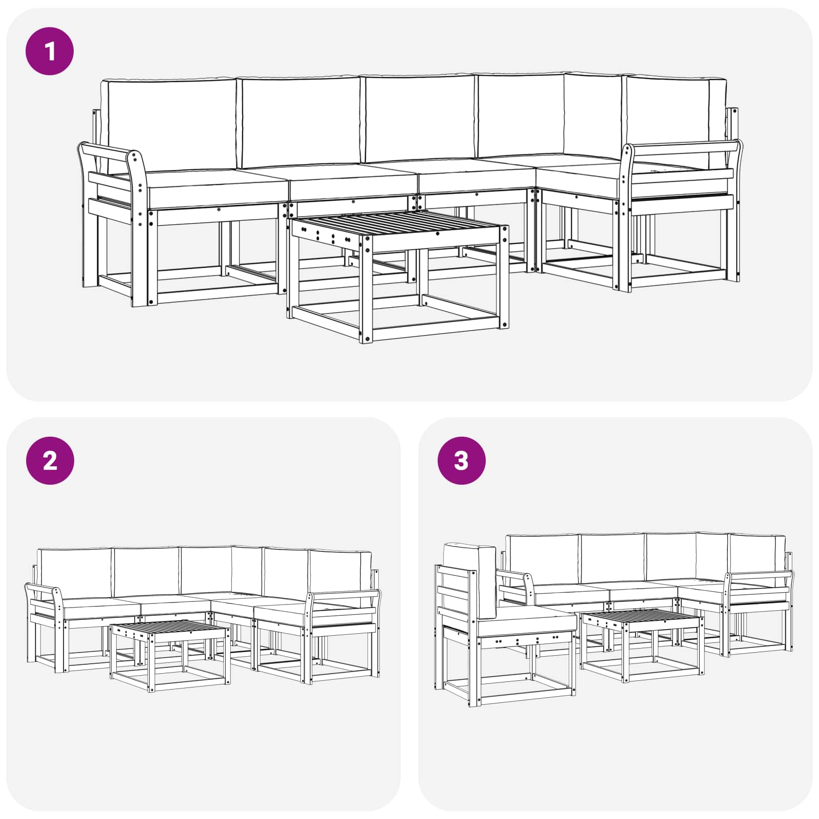 Set vanjskih sofa 6 pcs Bijela i svjetlosiva
