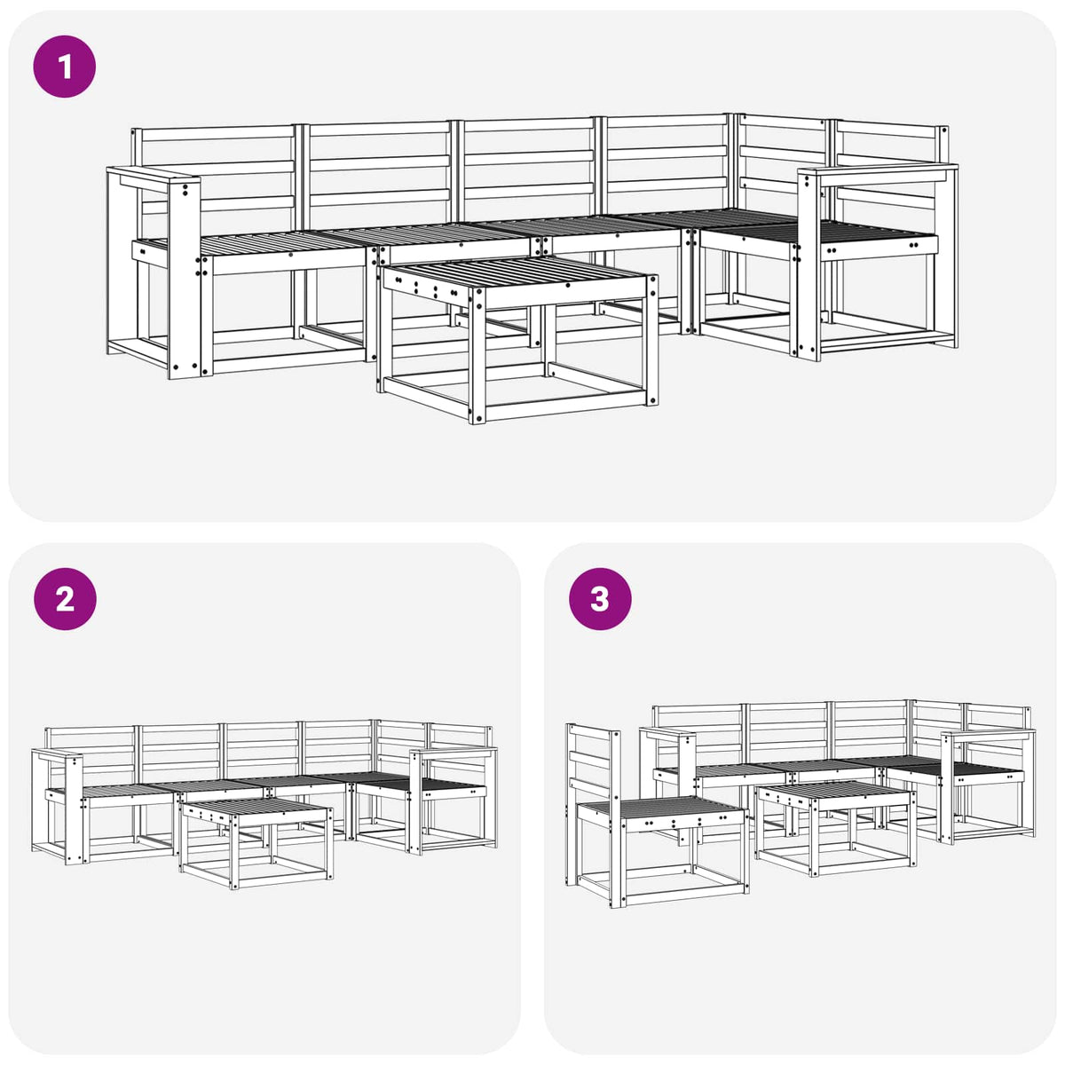 Set vanjskih sofa 6 kom. Bijela Čvrsto drvo akacije