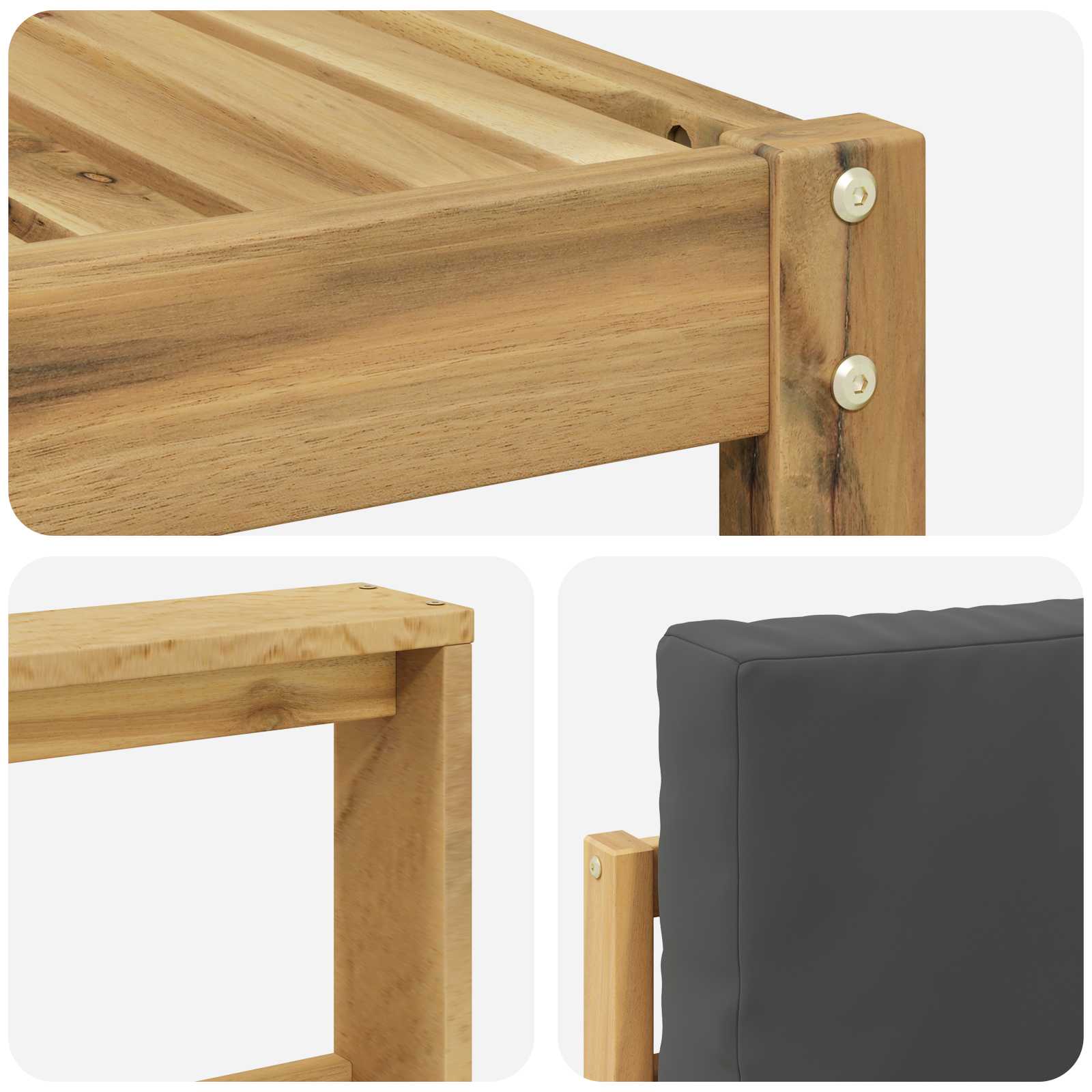 Set vanjskih sofa 6 kom. Bijela i antracit Čvrsto drvo akacije