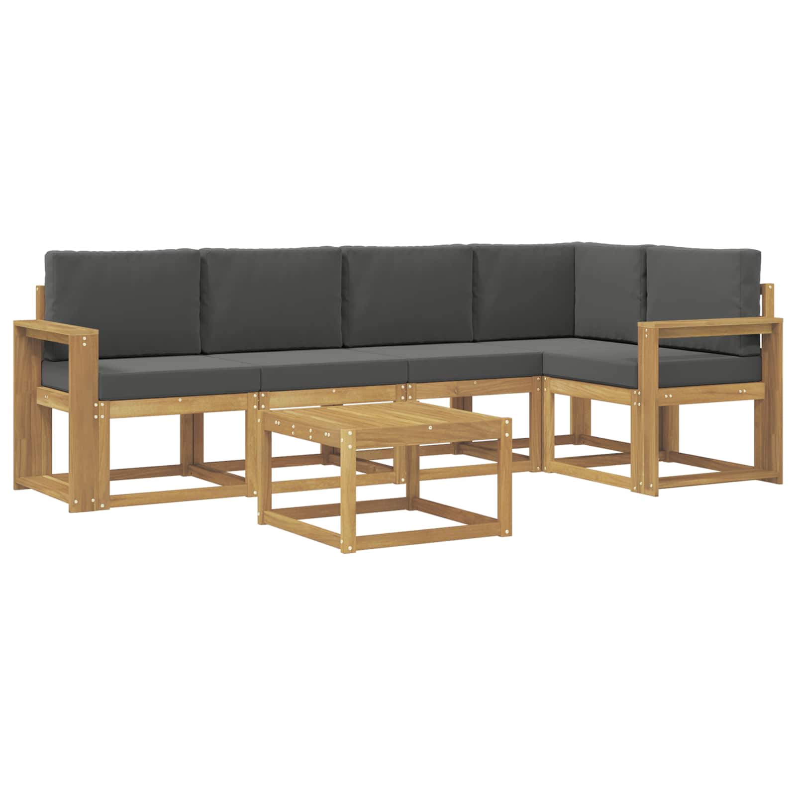 Set vanjskih sofa 6 kom. Bijela i antracit Čvrsto drvo akacije