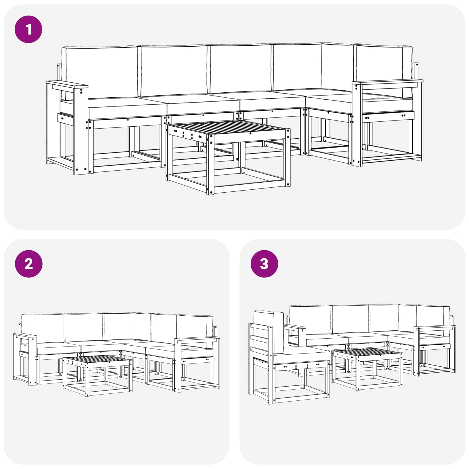 Set vanjskih sofa 6 kom. Bijela i antracit Čvrsto drvo akacije