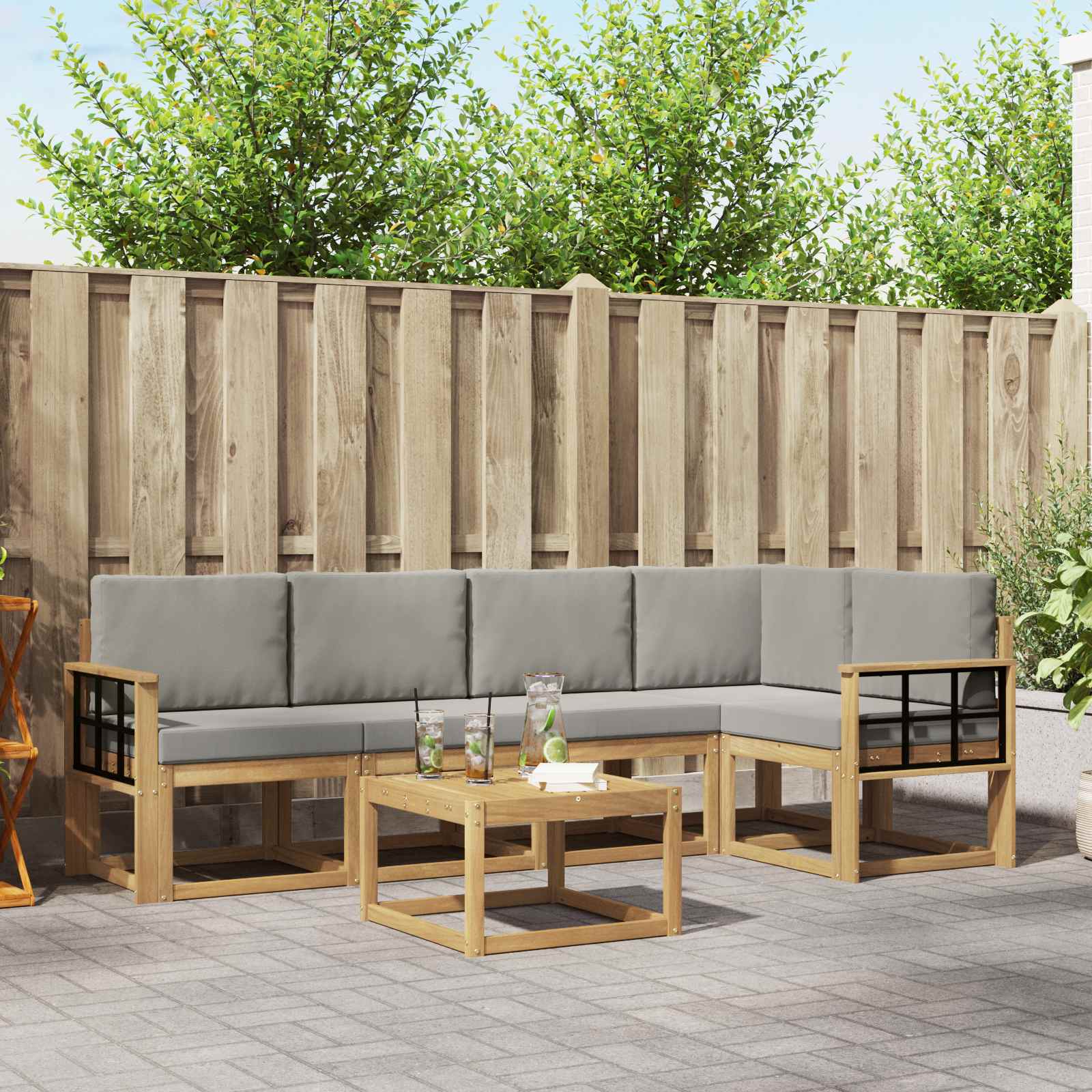 Set vanjskih sofa 6 pcs Bijela i svjetlosiva