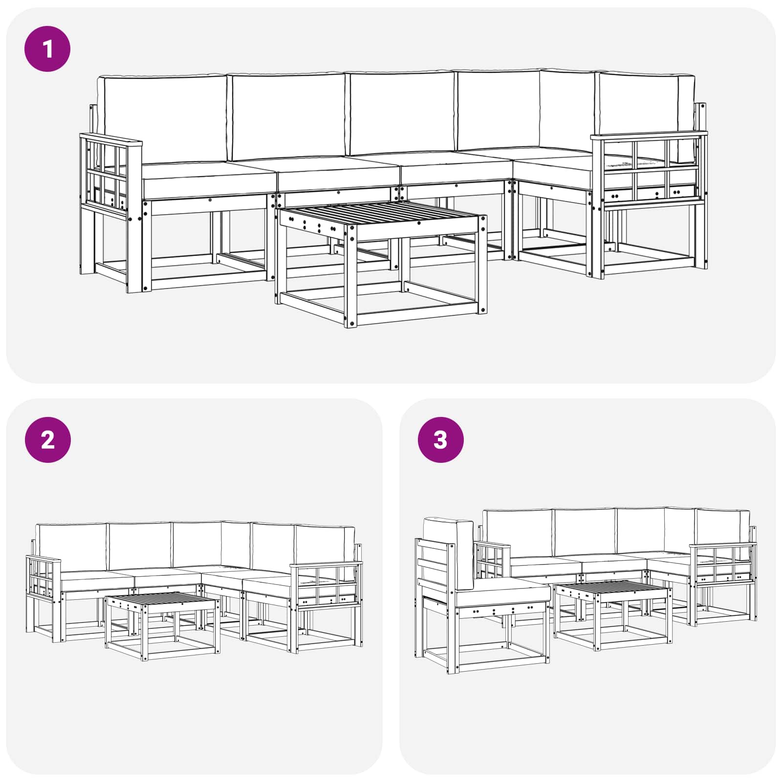 Set vanjskih sofa 6 pcs Bijela i svjetlosiva