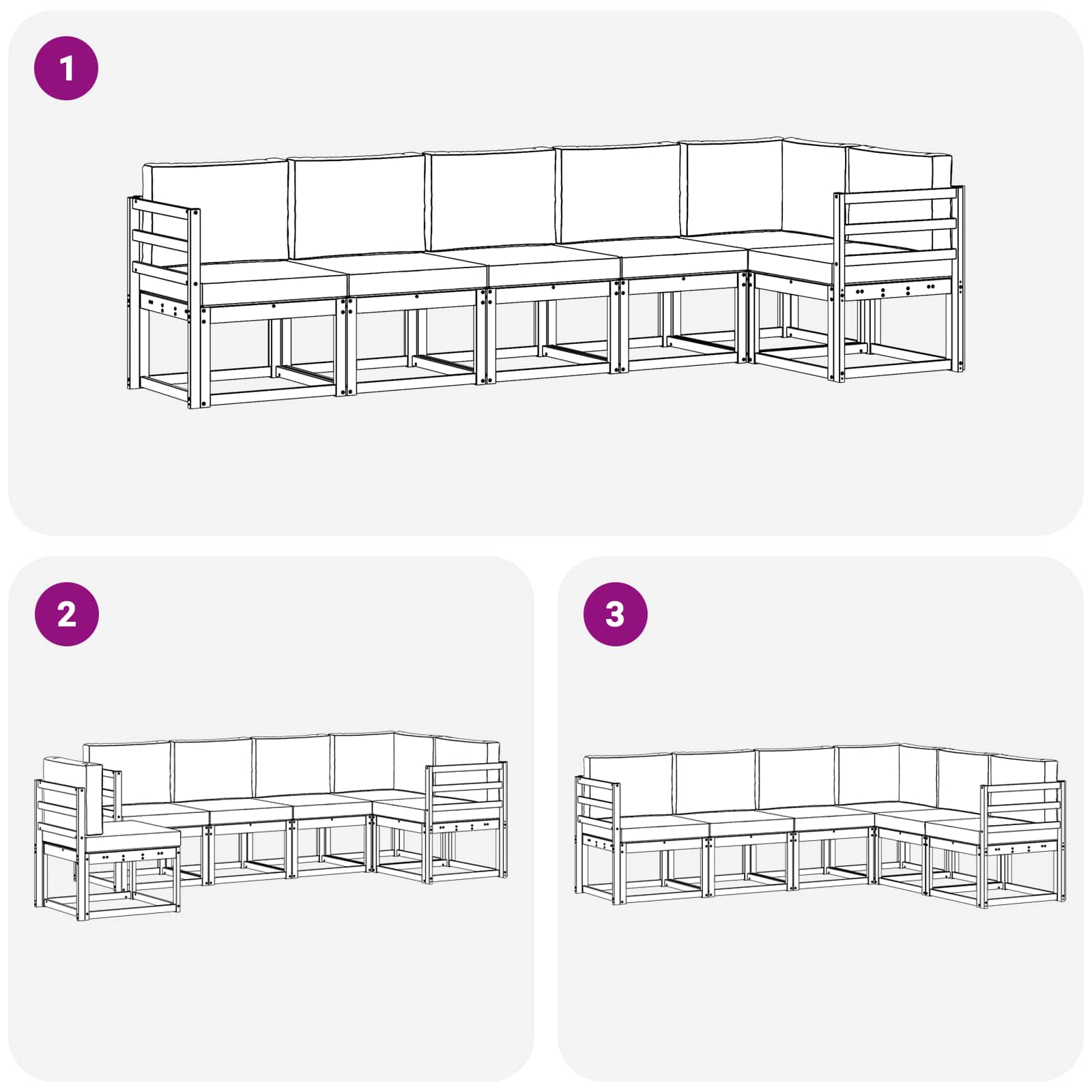 Set vanjskih sofa s jastukom 6 pcs Bijela i krem Poliester