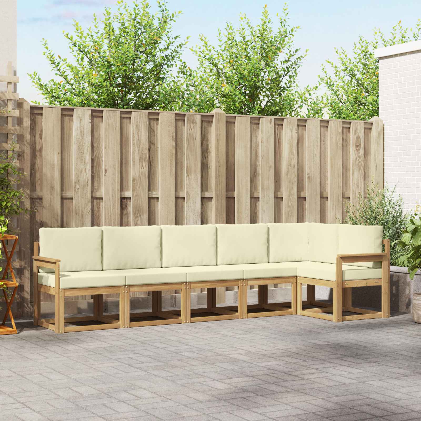 Set vanjskih sofa s jastukom 6 pcs Bijela i krem Poliester