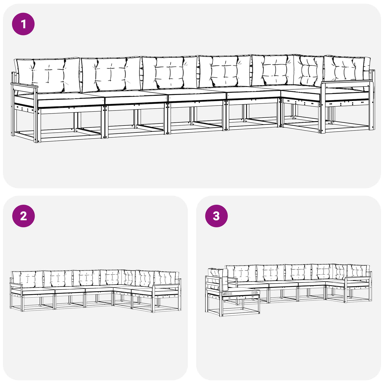 Set vanjskih sofa s jastukom 6 pcs Bijela i antracit Poliester