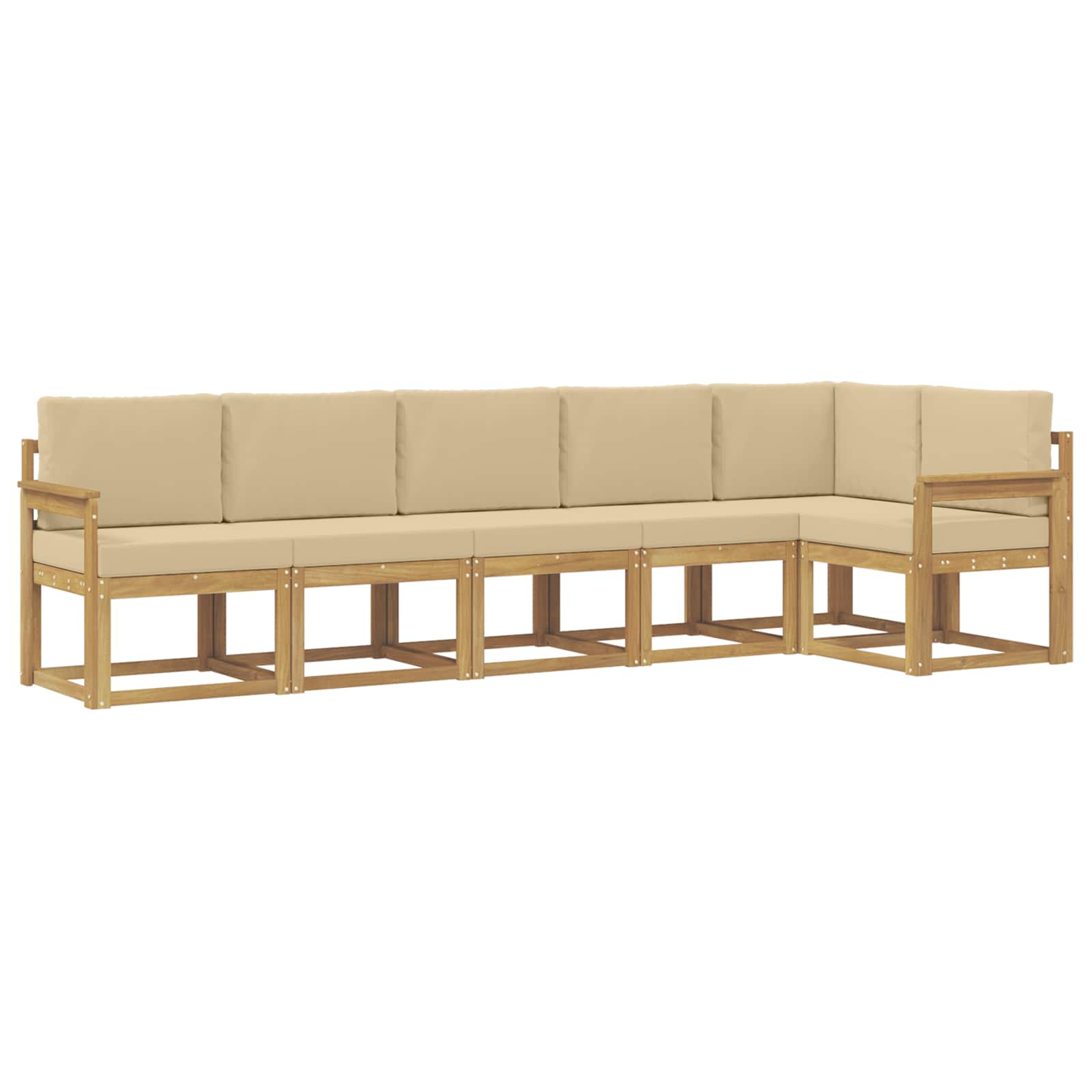 Set vanjskih sofa s jastukom 6 pcs Bijela i bež Poliester