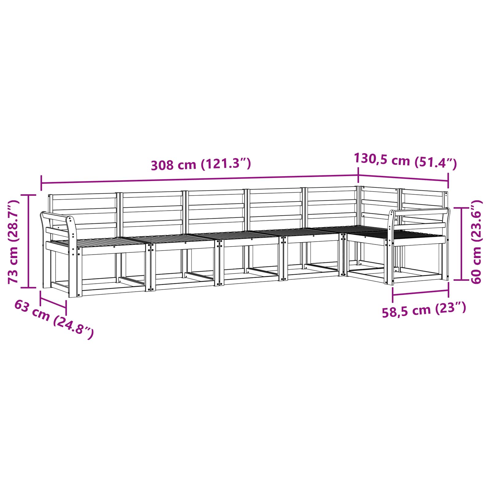 Set vanjskih sofa 6 pcs Bijela Čvrsto drvo akacije