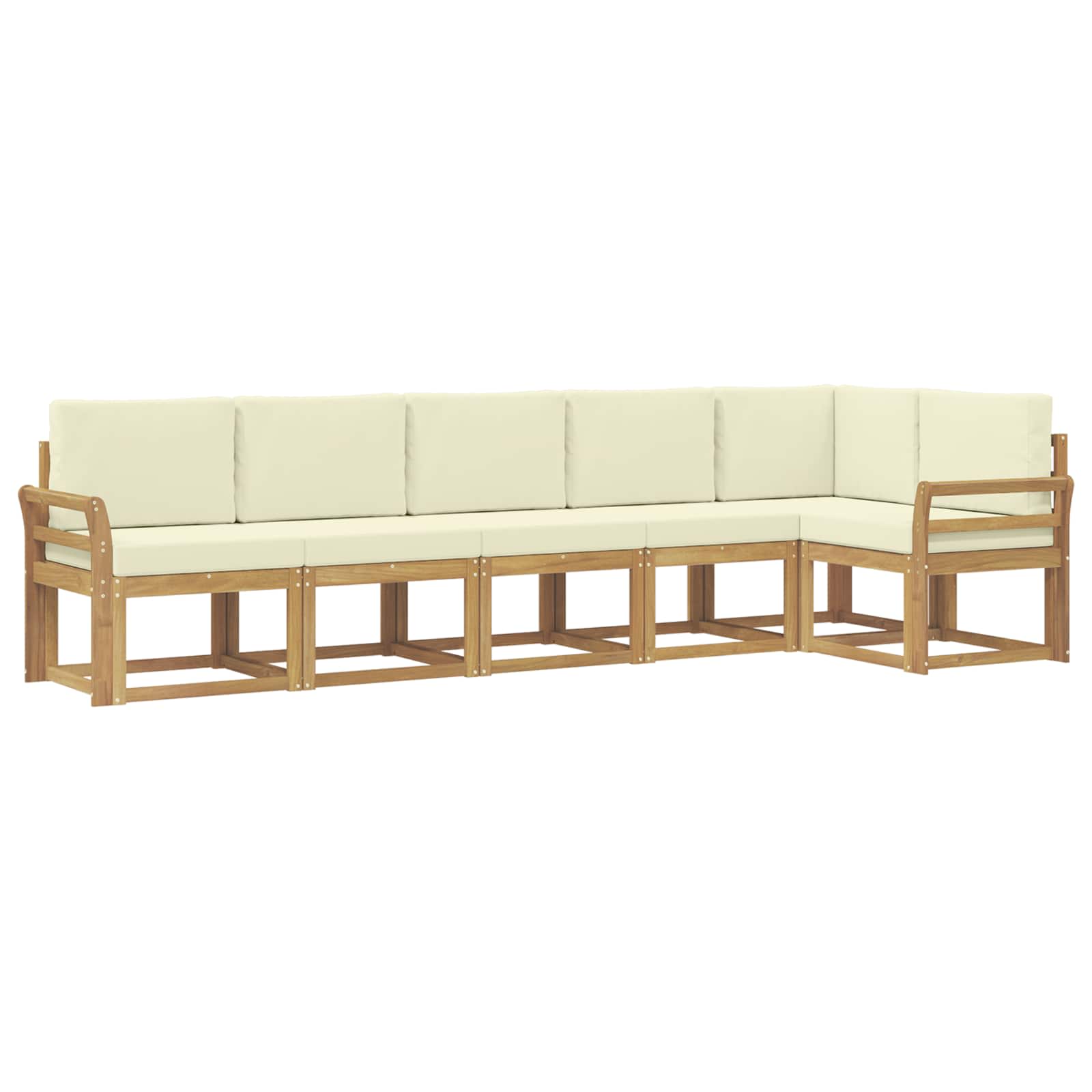 Set vanjskih sofa s jastukom 6 pcs Bijela i krem Poliester