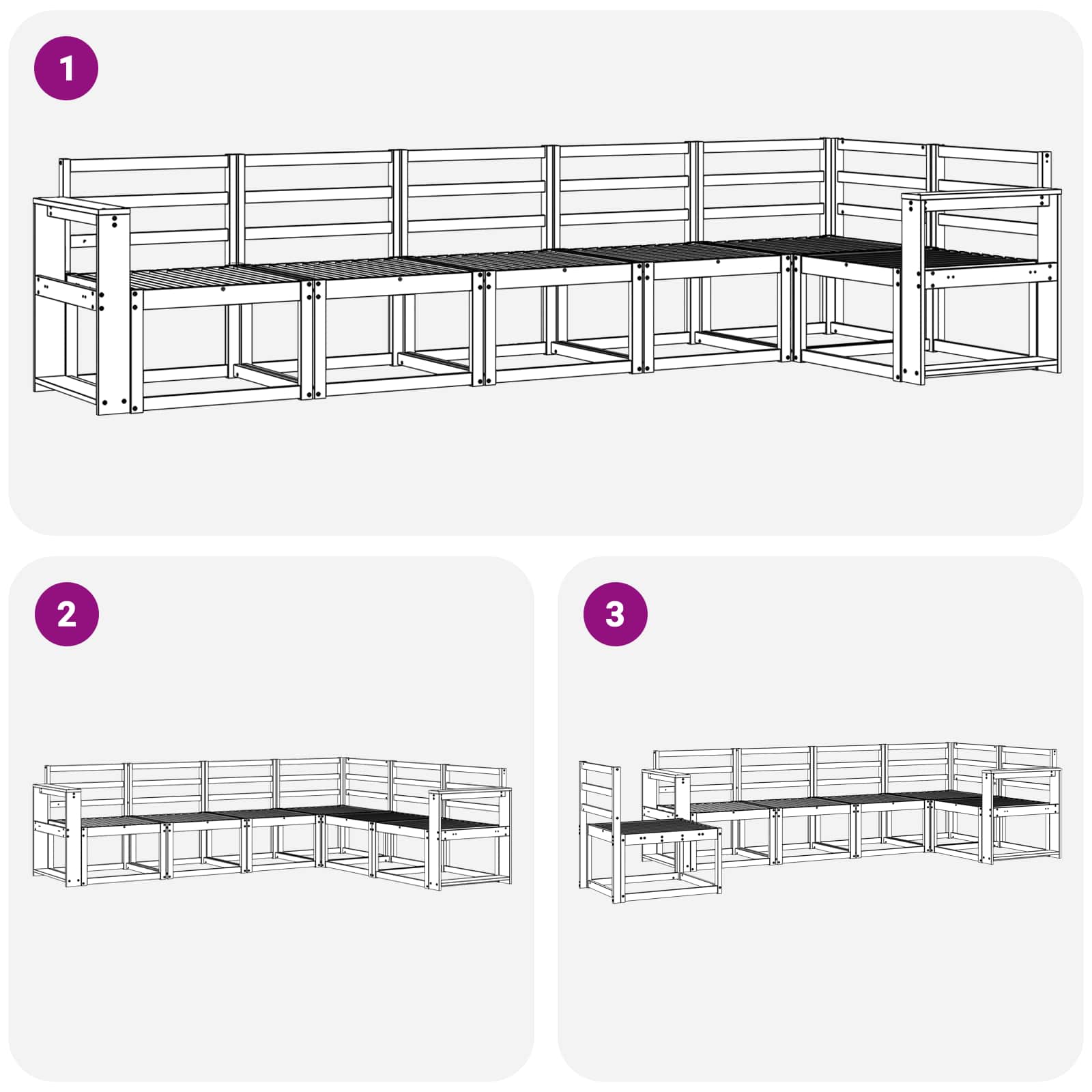 Set vanjskih sofa 6 pcs Bijela Čvrsto drvo akacije