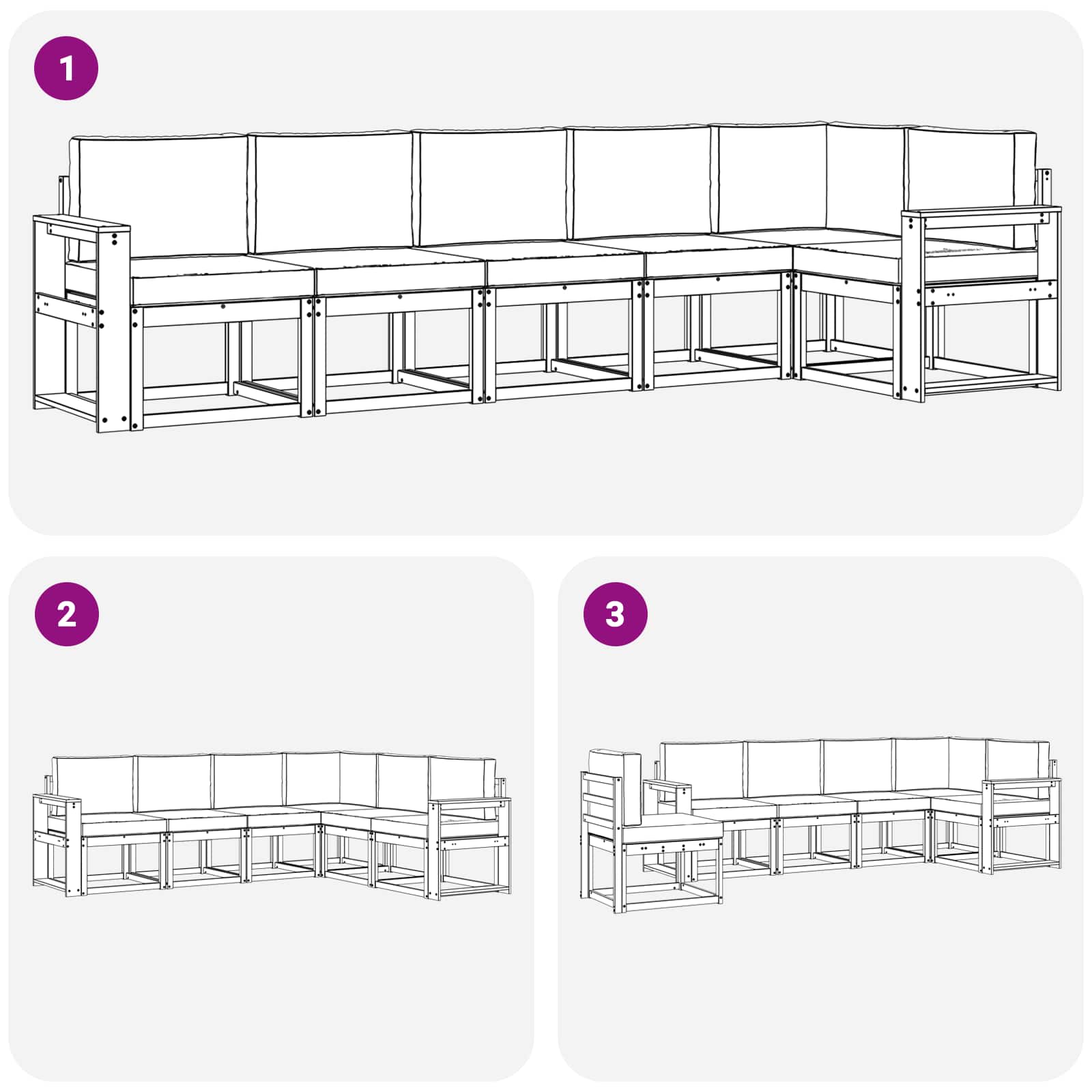 Set vanjskih sofa s jastukom 6 pcs Bijela i krem Poliester
