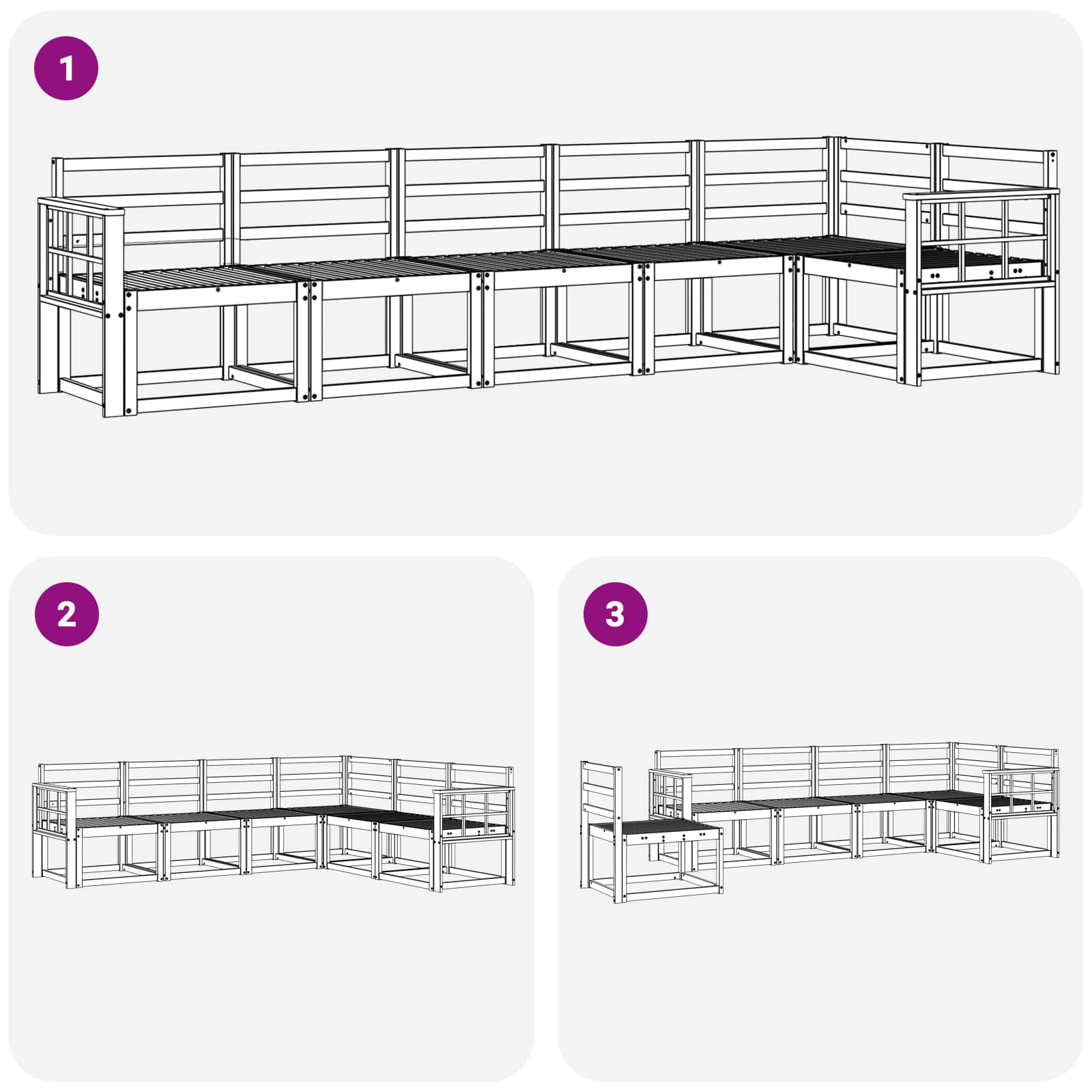Set vanjskih sofa 6 pcs Bijela Čvrsto drvo akacije