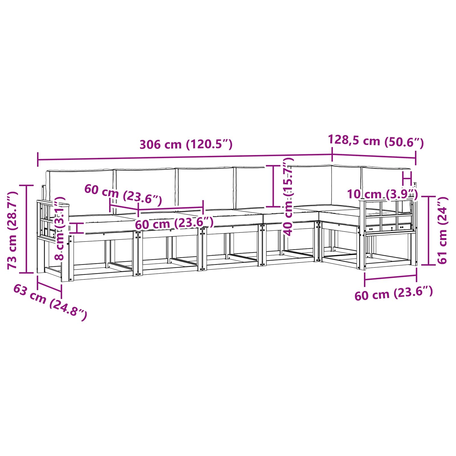 Set vanjskih sofa s jastukom 6 pcs Bijela i antracit Poliester