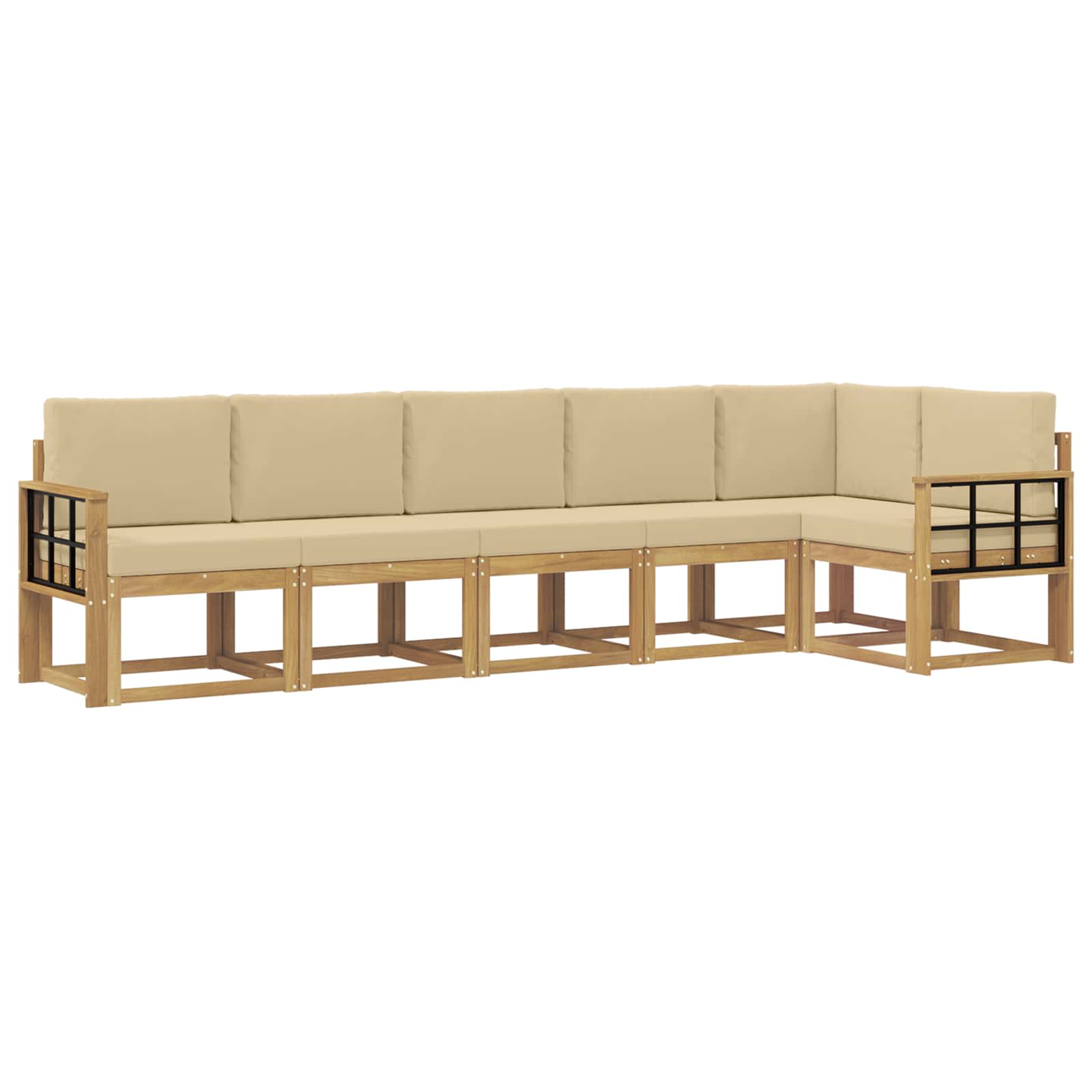 Set vanjskih sofa s jastukom 6 pcs Bijela i bež Poliester