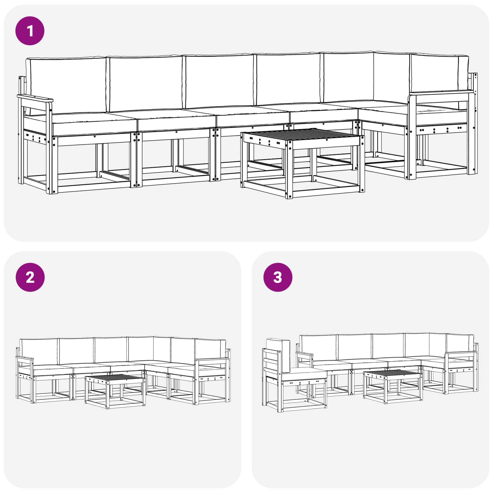 Set vanjskih sofa s jastukom 7 pcs Bijela i bež Poliester