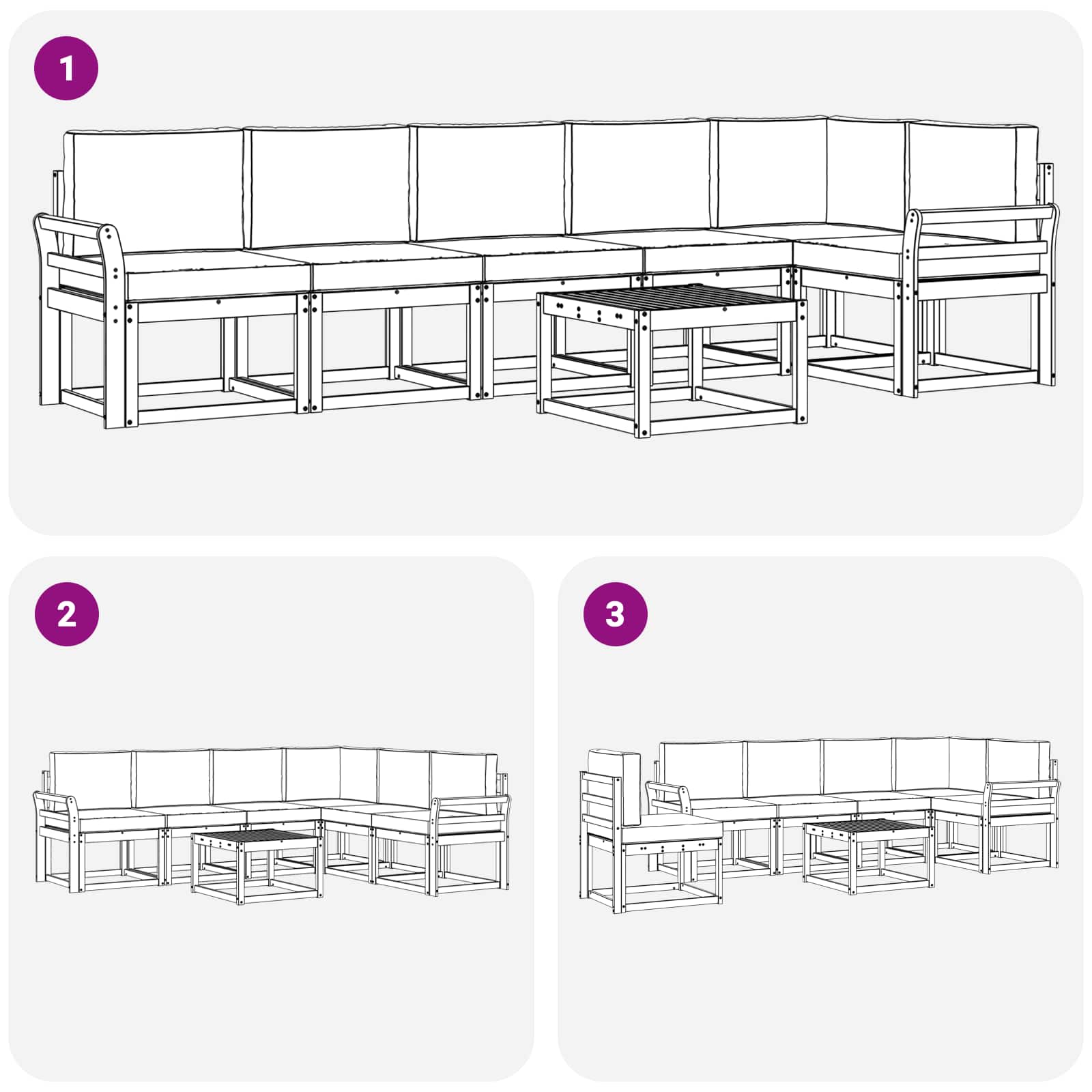 Set vanjskih sofa s jastukom 7 pcs Bijela i krem Poliester