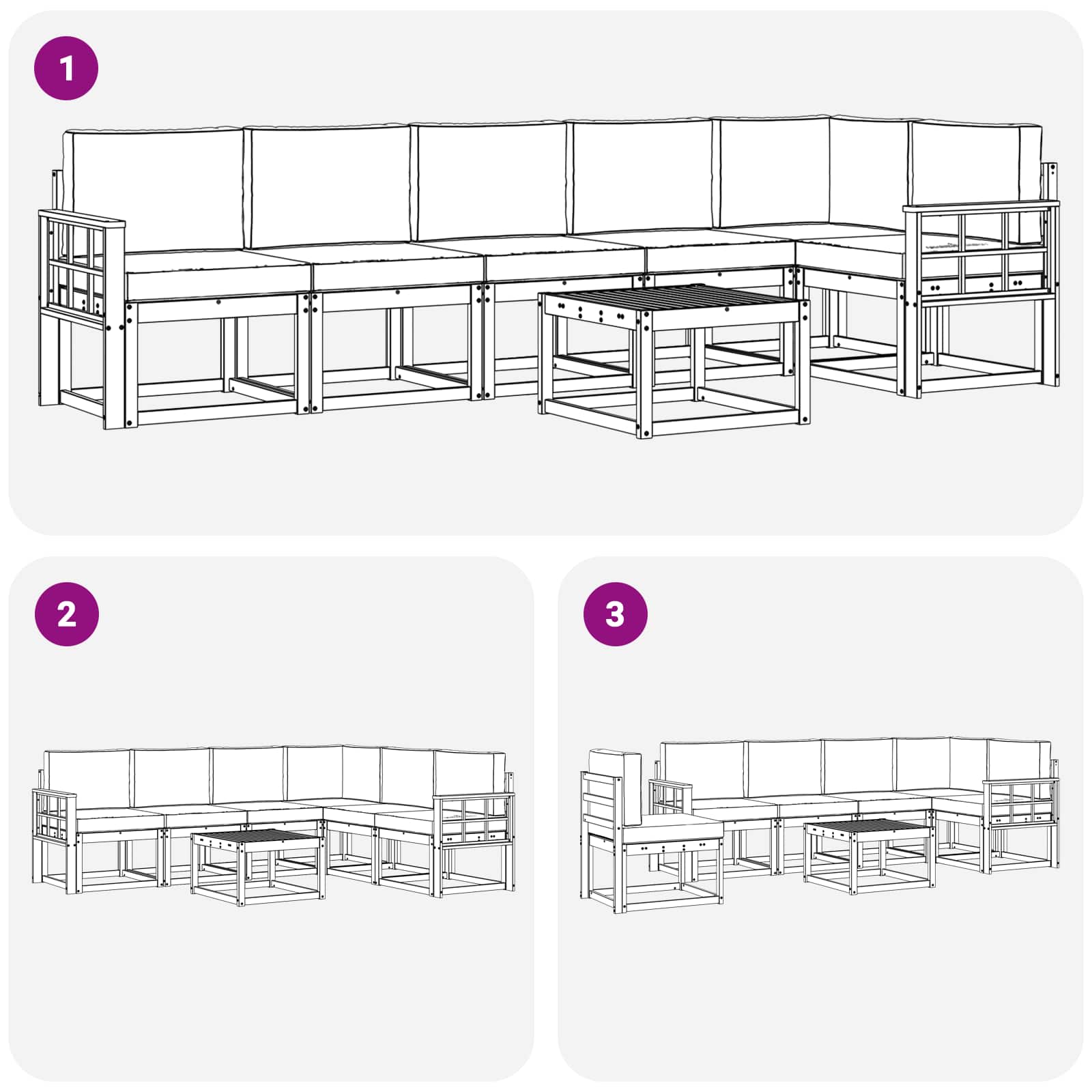 Set vanjskih sofa s jastukom 7 pcs Bijela i antracit Poliester