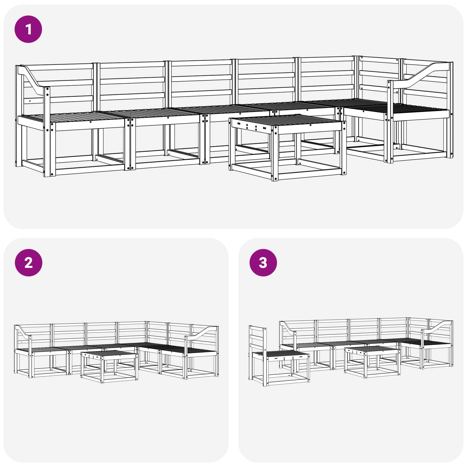 Set vanjskih sofa 7 pcs Bijela Čvrsto drvo akacije