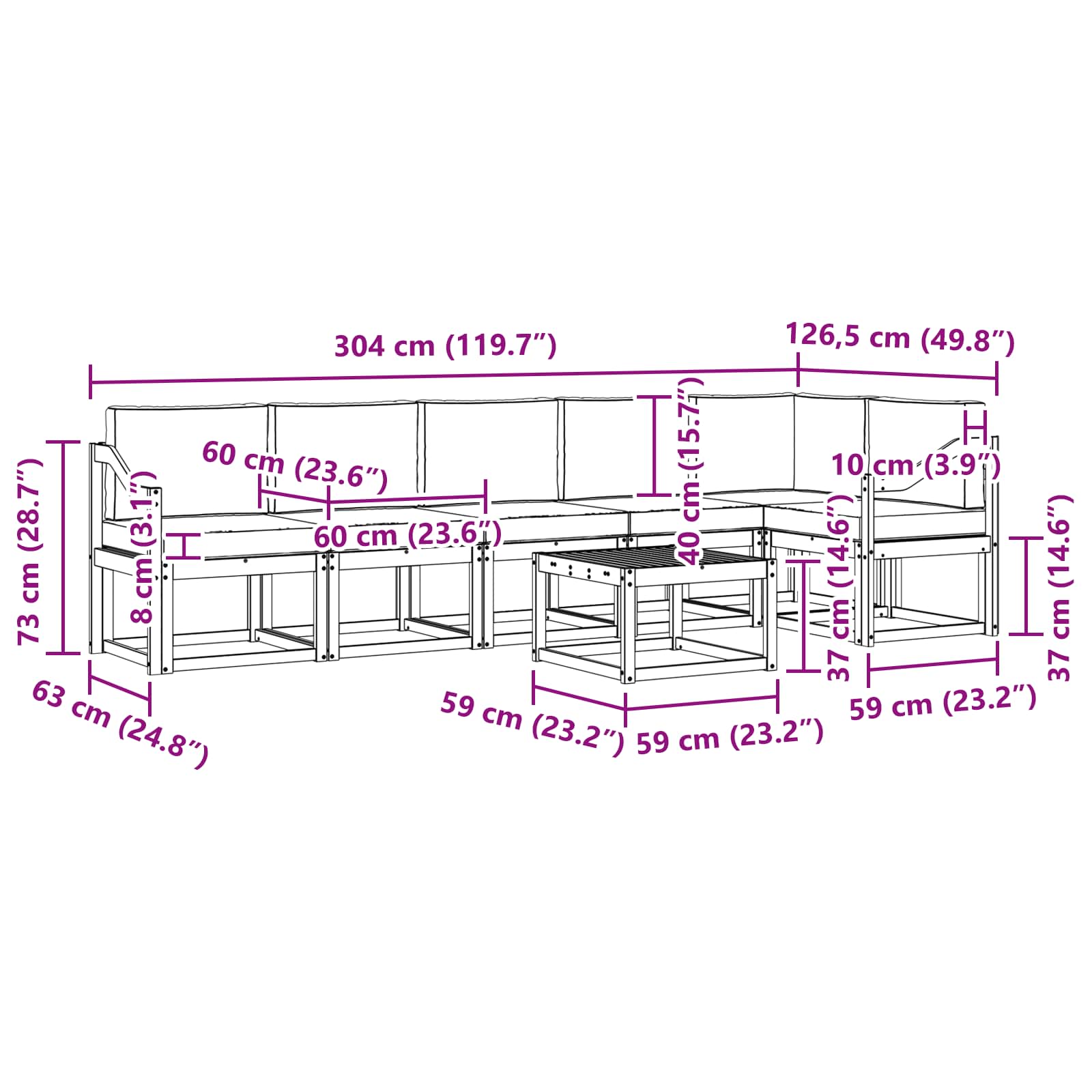 Set vanjskih sofa s jastukom 7 pcs Bijela i krem Poliester
