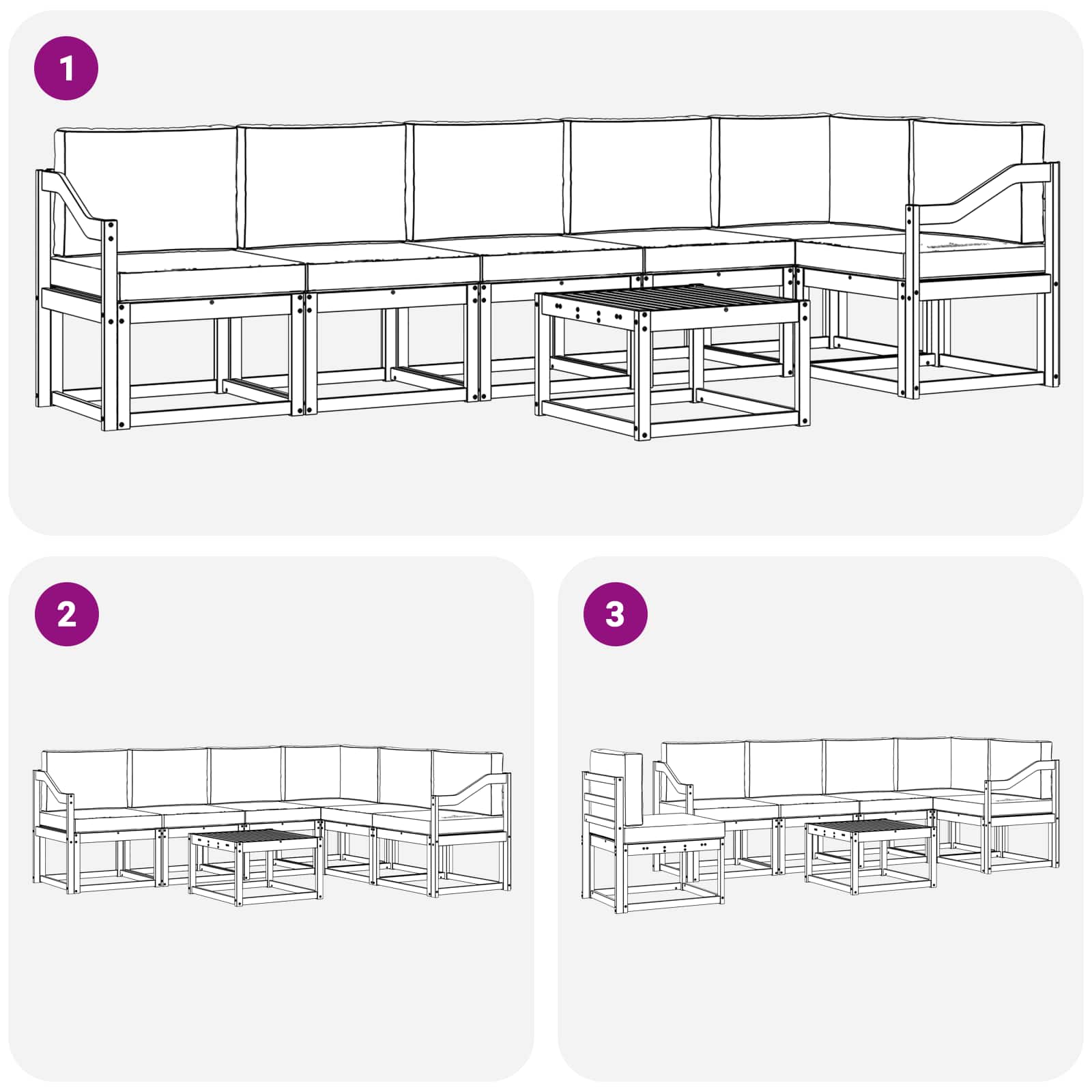 Set vanjskih sofa s jastukom 7 pcs Bijela i antracit Poliester