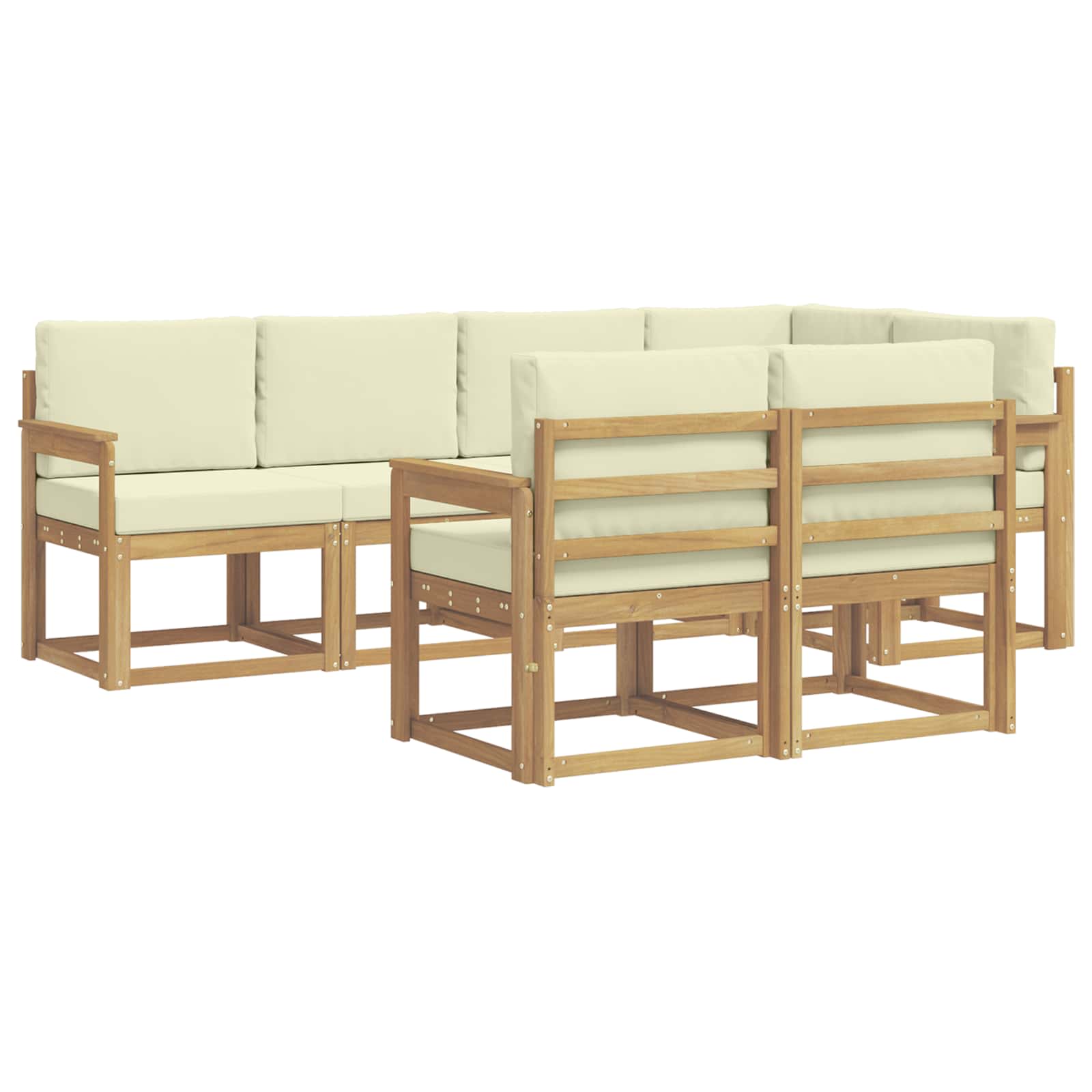 Set vanjskih sofa s jastukom 7 pcs Bijela i krem Poliester