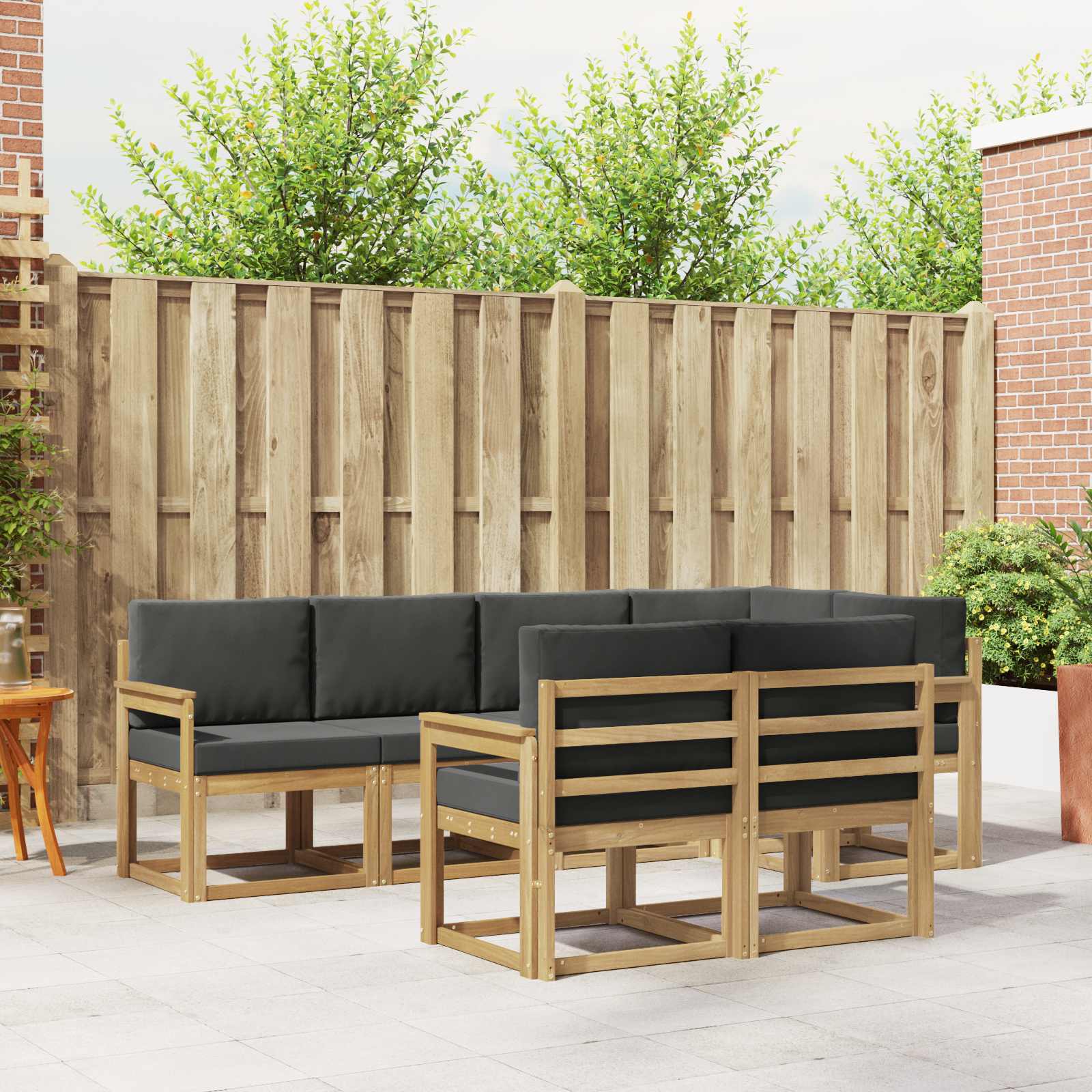Set vanjskih sofa s jastukom 7 pcs Bijela i antracit Poliester