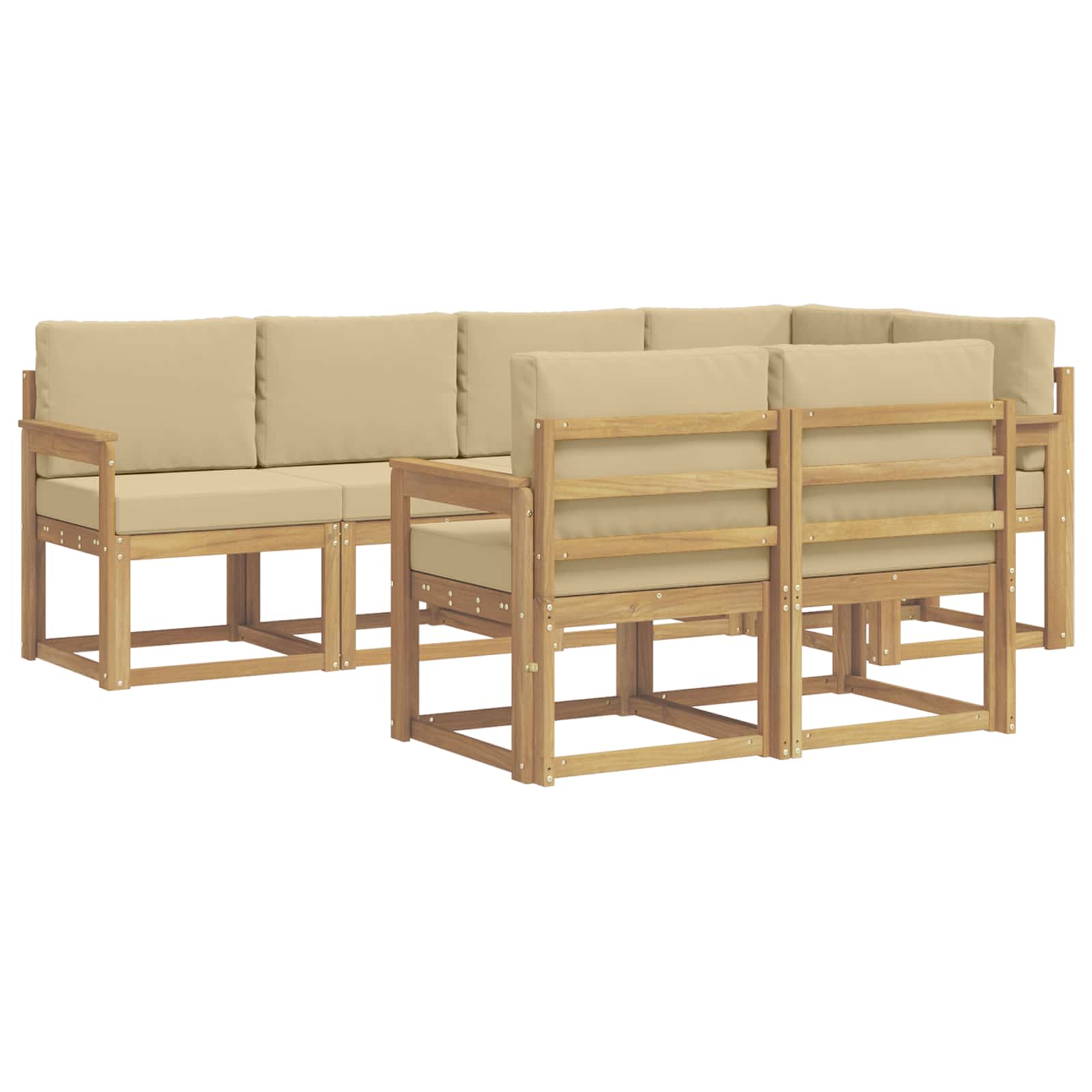 Set vanjskih sofa s jastukom 7 pcs Bijela i bež Poliester