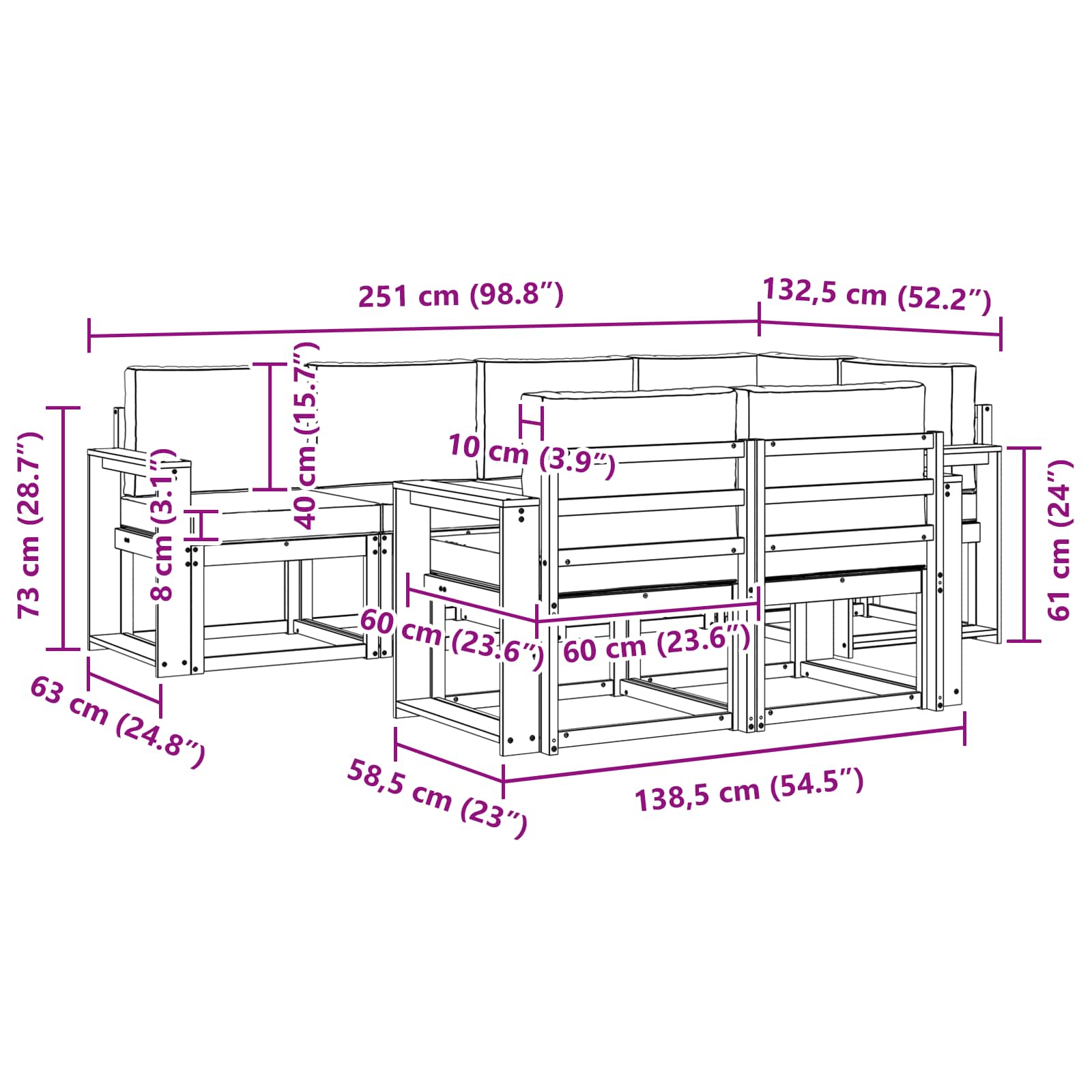 Set vanjskih sofa s jastukom 7 pcs Bijela i krem Poliester