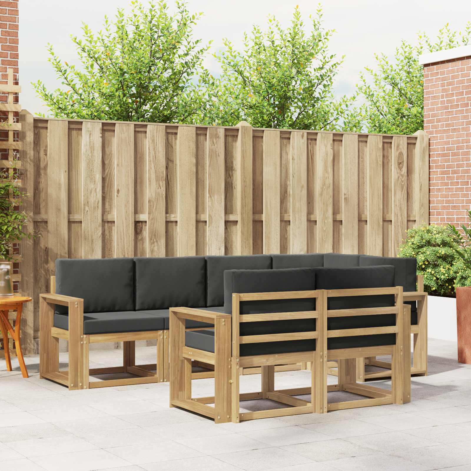 Set vanjskih sofa s jastukom 7 pcs Bijela i antracit Poliester