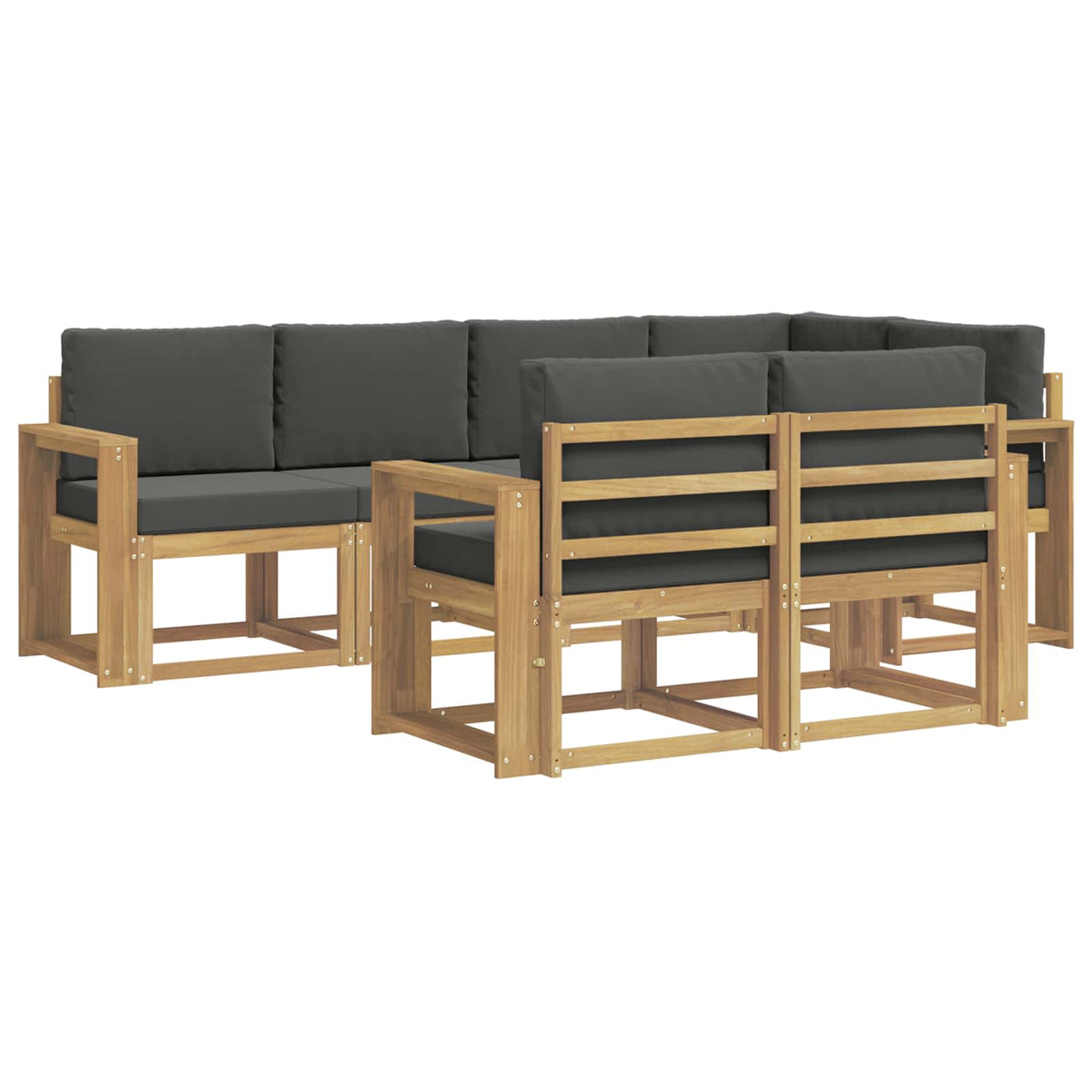 Set vanjskih sofa 7 kom. Bijela i antracit Poliester Smeđa 251 x 132,5 x 73 cm
