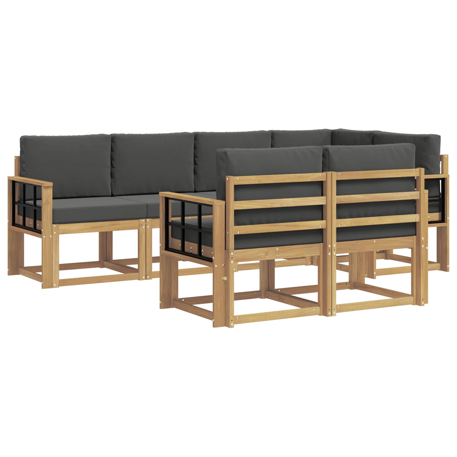 Set vanjskih sofa s jastukom 7 pcs Bijela i antracit Poliester