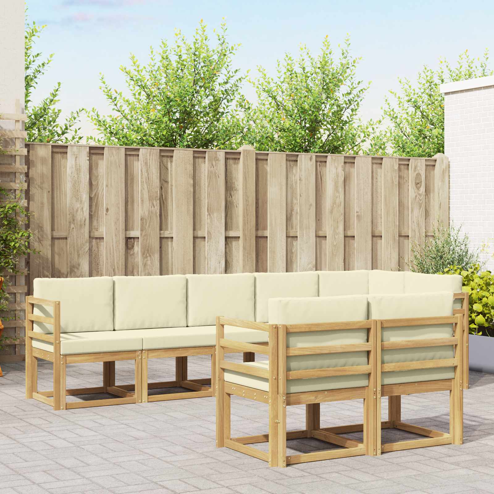 Set vanjskih sofa s jastukom 8 pcs Bijela i krem Poliester