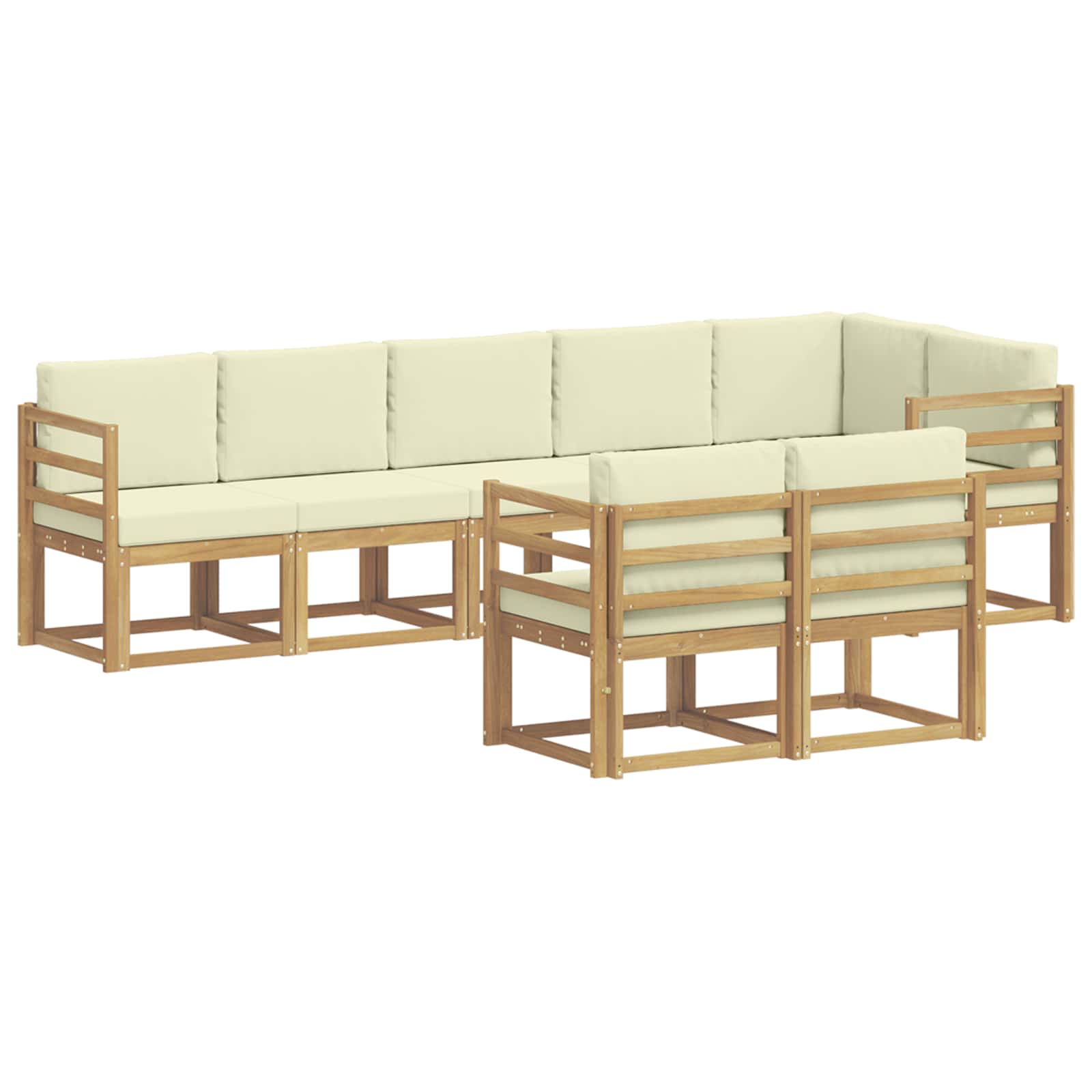 Set vanjskih sofa s jastukom 8 pcs Bijela i krem Poliester