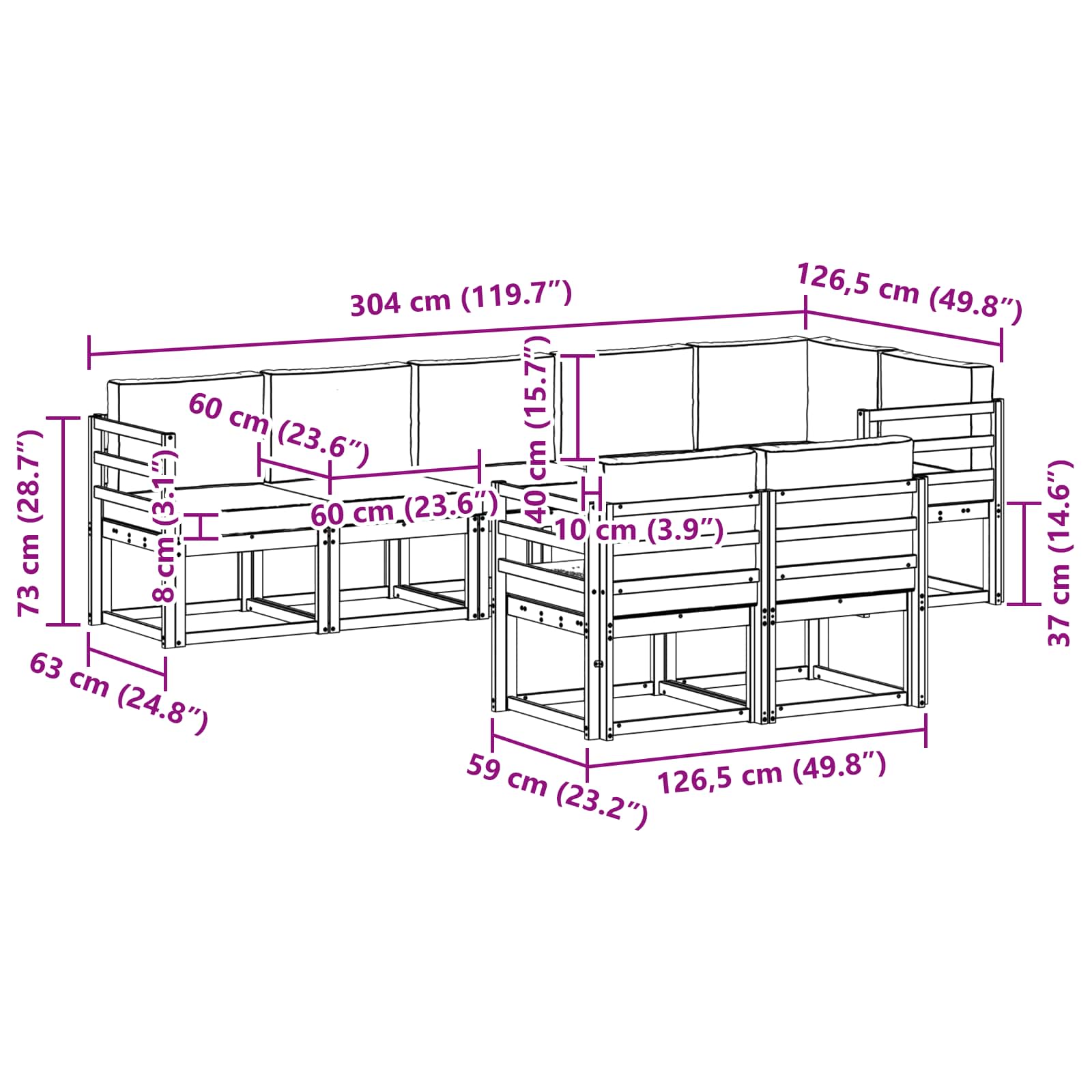 Set vanjskih sofa s jastukom 8 pcs Bijela i krem Poliester