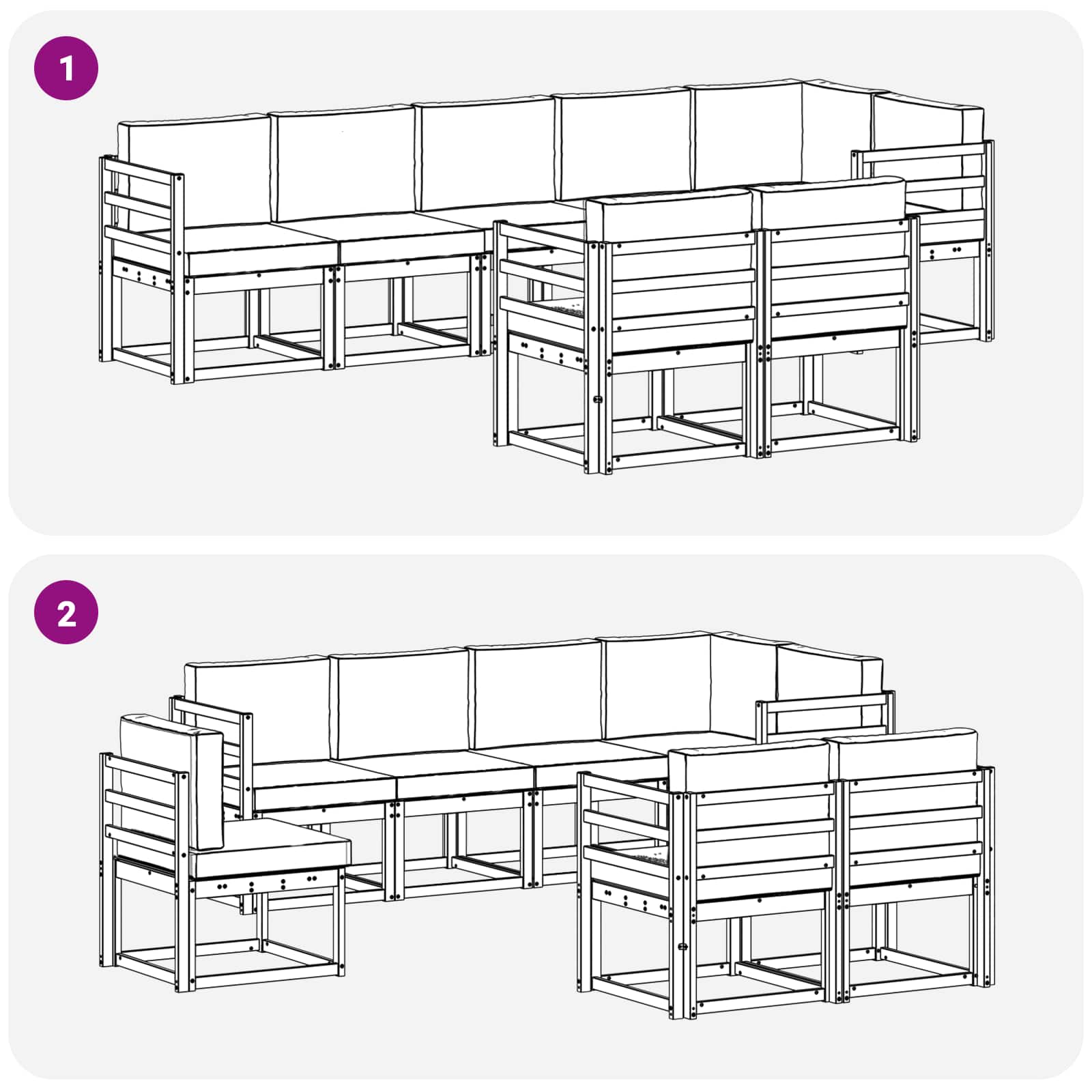 Set vanjskih sofa s jastukom 8 pcs Bijela i krem Poliester