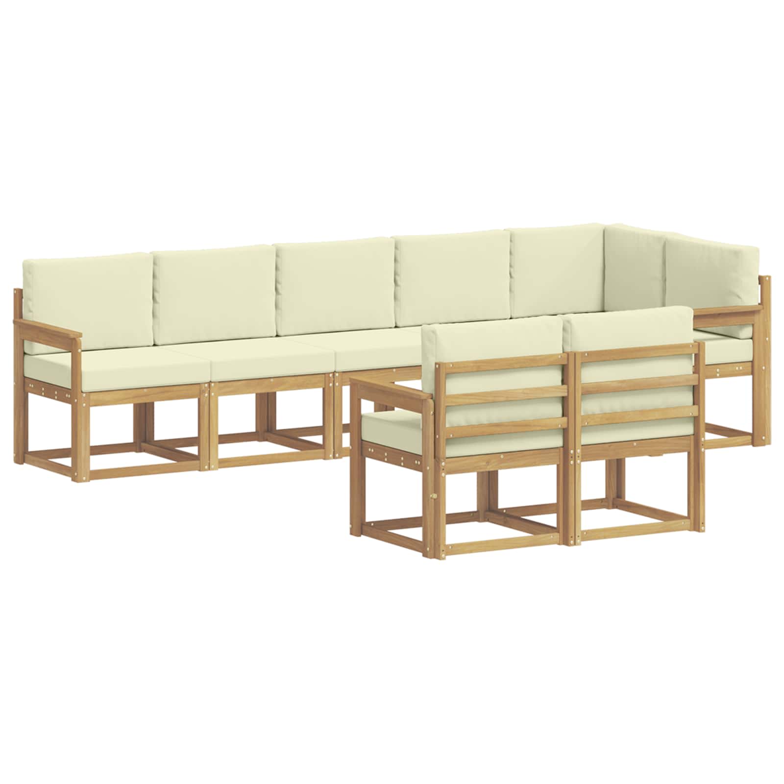 Set vanjskih sofa s jastukom 8 pcs Bijela i krem Poliester