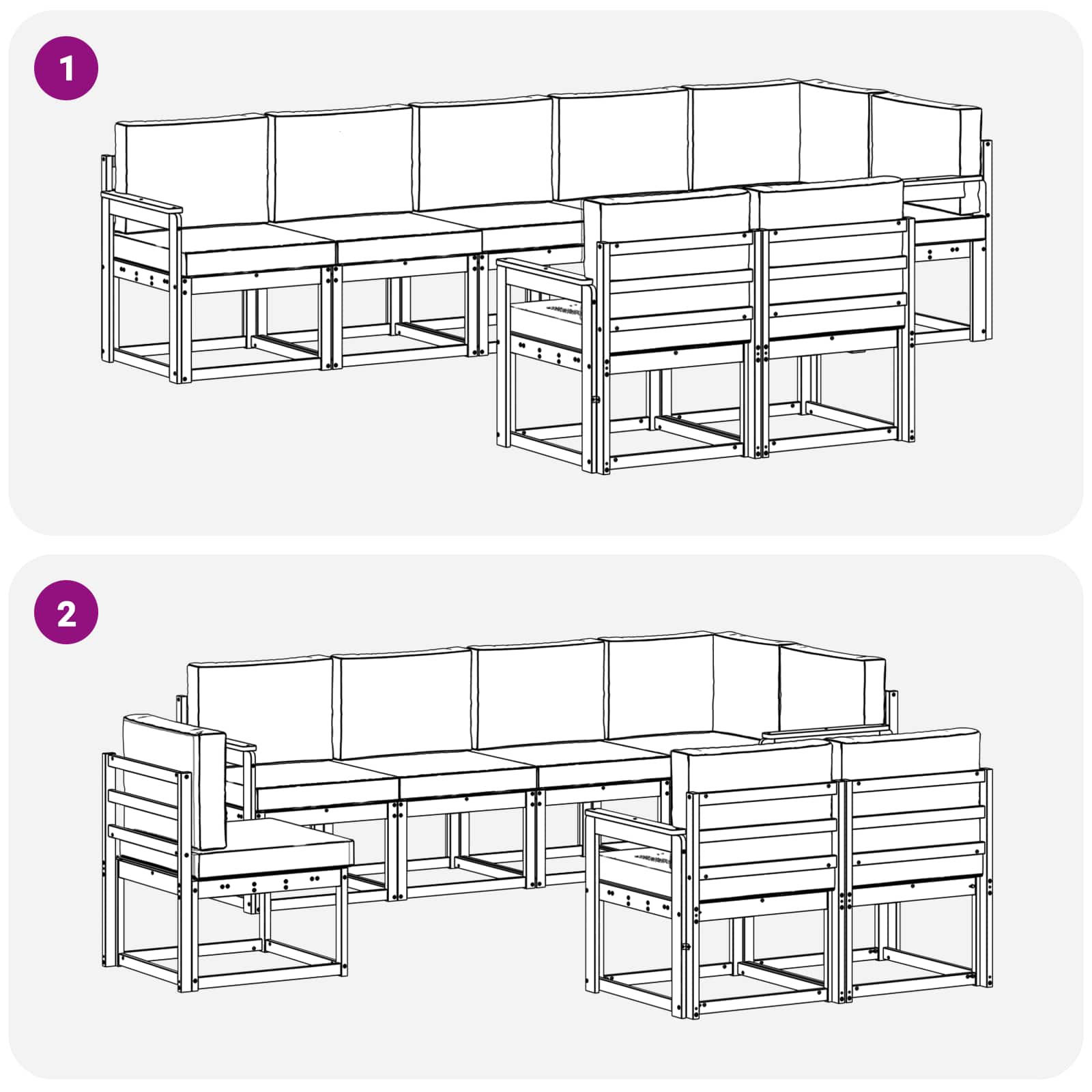 Set vanjskih sofa s jastukom 8 pcs Bijela i krem Poliester