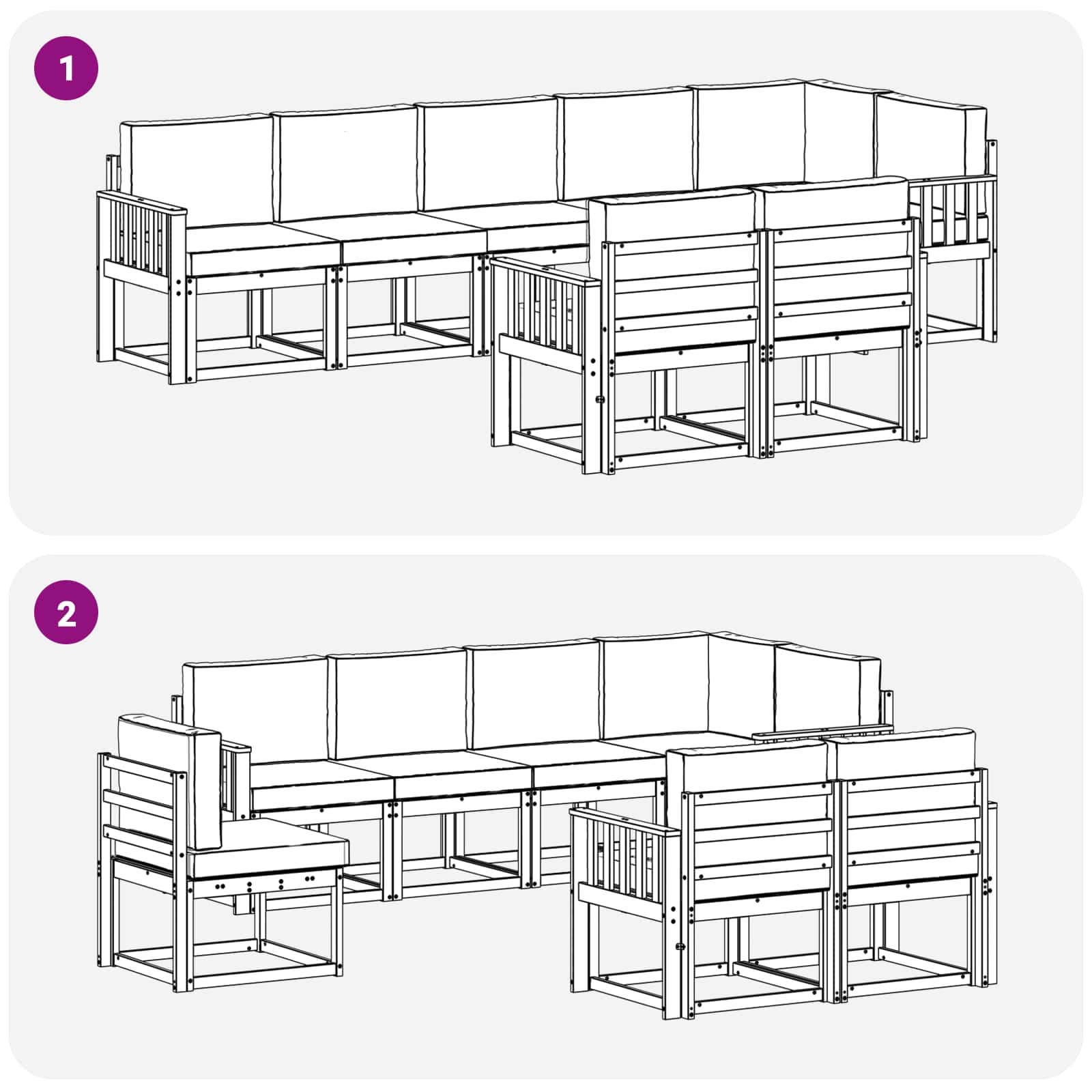 Set vanjskih sofa s jastukom 8 pcs Bijela i antracit Poliester
